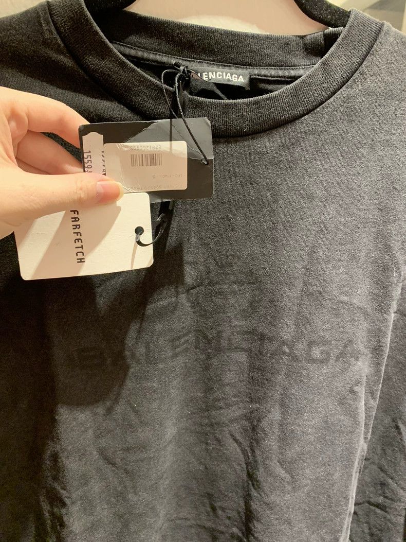 Balenciaga Balenciaga Washed Gray Wheat Pattern Short Sleeve, Luxurio Size US S / EU 44-46 / 1 - 2 Thumbnail