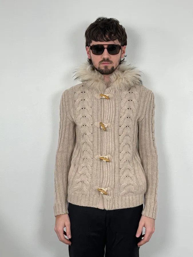 Daniele Alessandrini Daniele Alessandrini Beige Torsade Wool Faux Fur Sweater Size US S / EU 44-46 / 1 - 2 Thumbnail