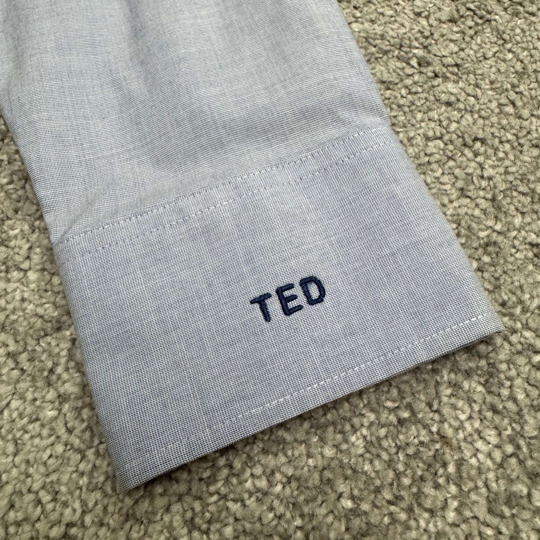 J.Crew J.Crew Slim Fit Dress Shirt Mens S Light Blue Monogram Cotton Classic Work Shirt Size 36R - 3 Thumbnail