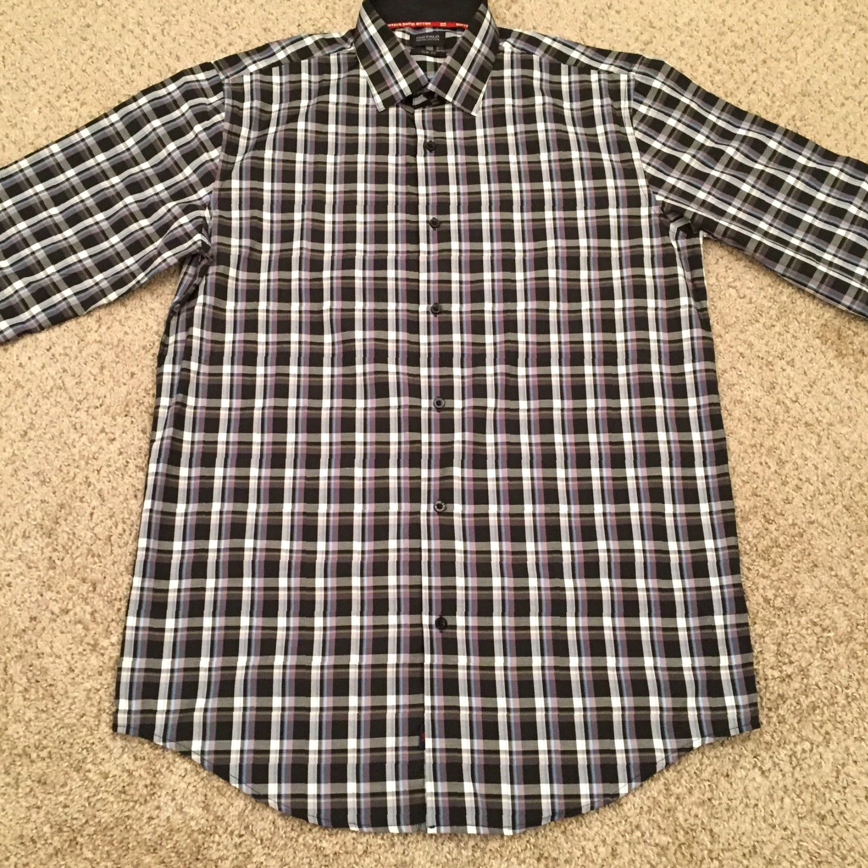 Buffalo David Bitton Buffalo David Bitton Shirt Mens Medium Slim Black Plaid Long Sleeve Button Up Size US M / EU 48-50 / 2 - 4 Thumbnail