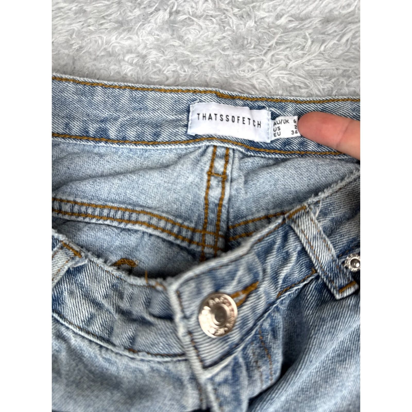 Vintage ThatsSoFetch Jeans Denim Wide-Leg 26x30 Light Wash Blue 5-Pocket Low Rise Retro Womens Size 26" / US 2 / IT 38 - 6 Thumbnail