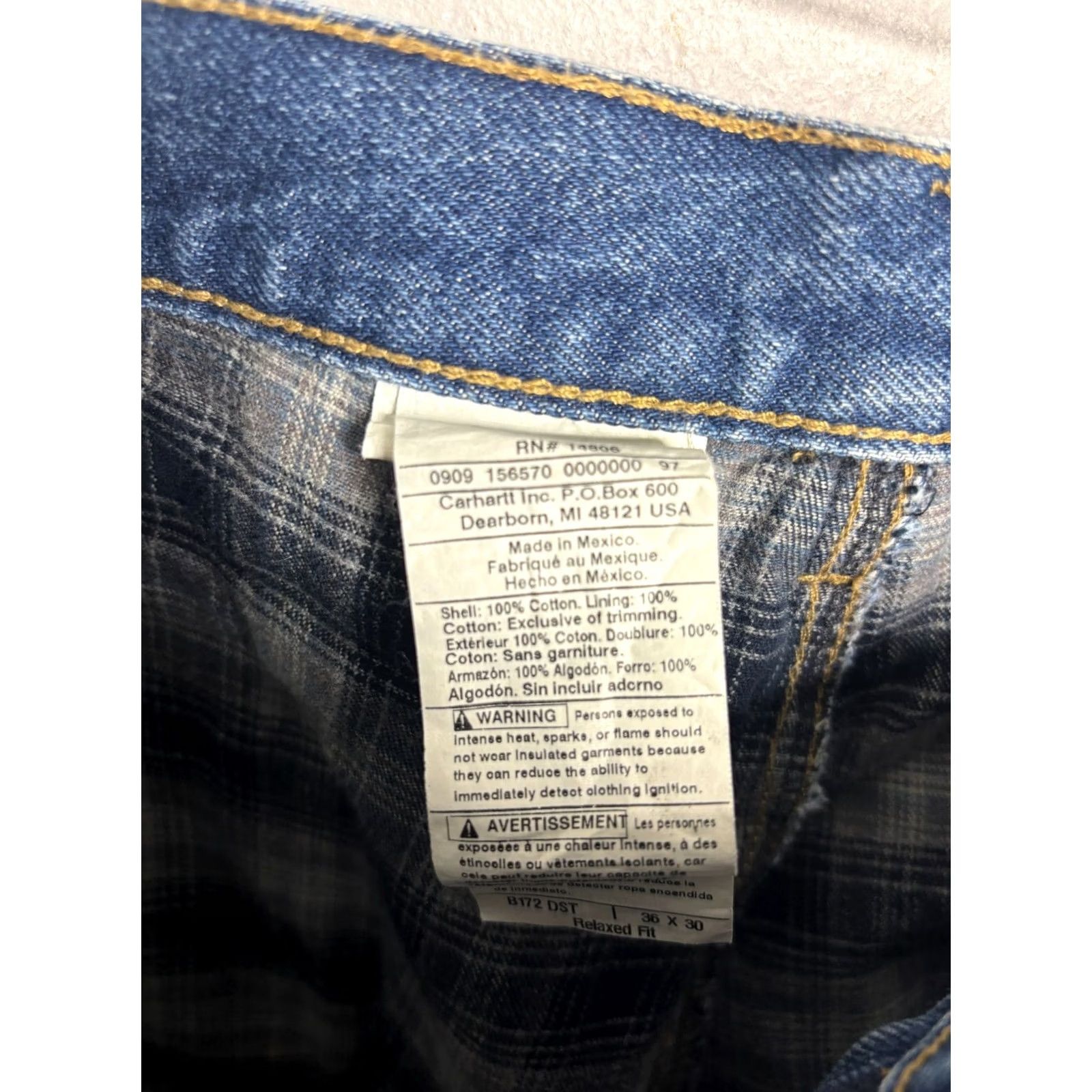 Carhartt Carhartt Jeans Denim Relaxed Fit 36x29 Blue 5-Pocket Lined Work USA 90s 2000s Mens Size US 36 / EU 52 - 7 Thumbnail