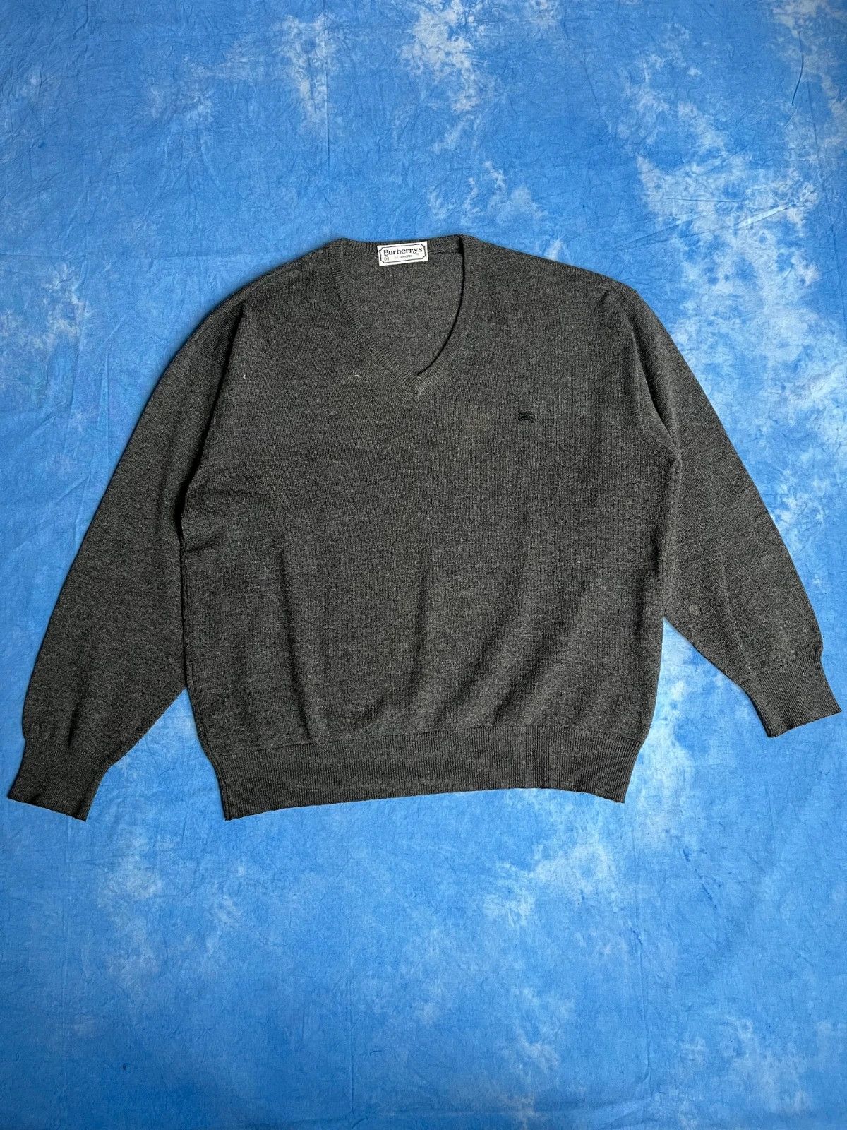 Burberry Vintage 90s Burberrys Lambswool Angora V-Neck Old Money Size US XL / EU 56 / 4 - 1 Thumbnail