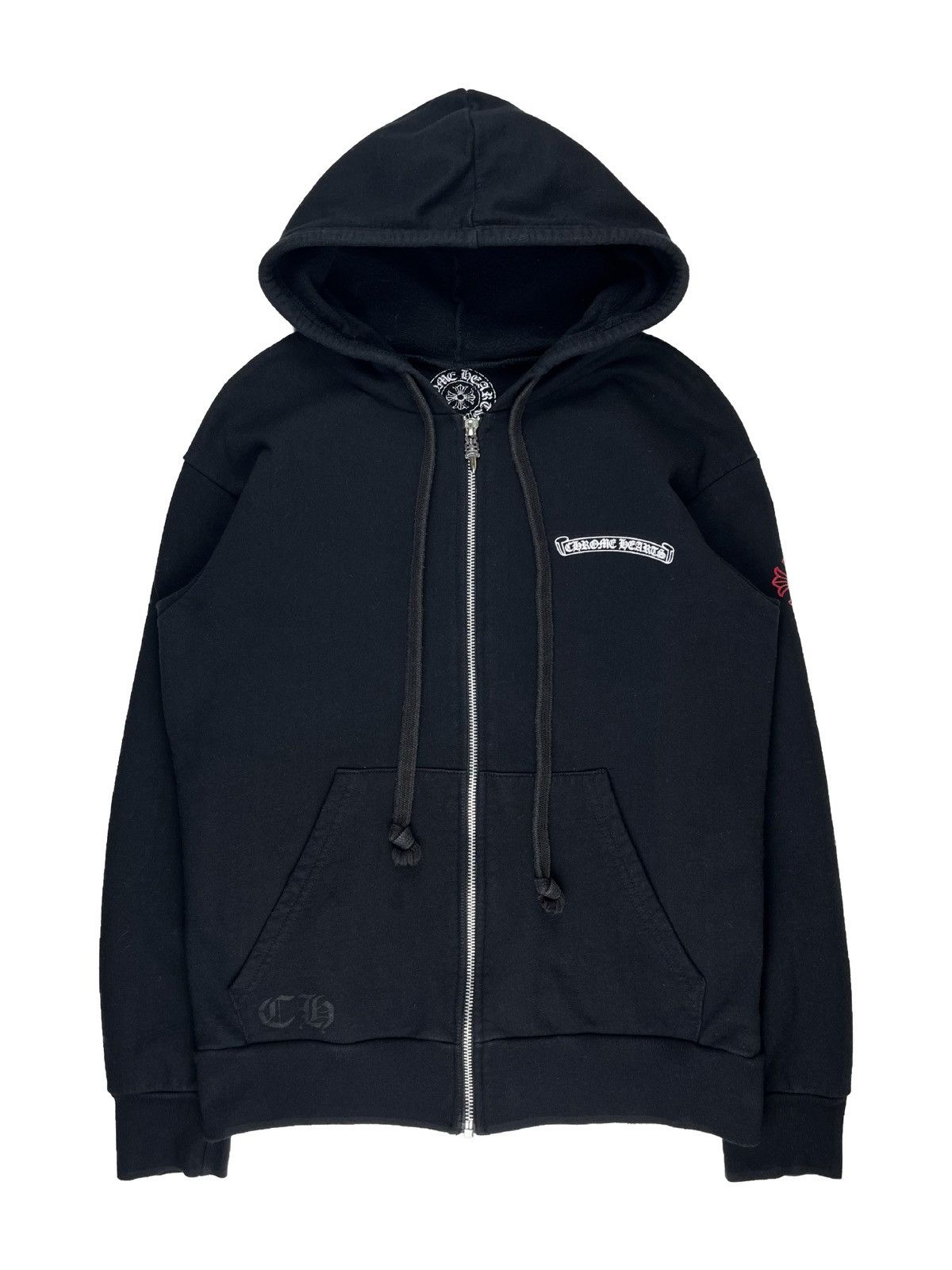 Chrome Hearts NYC Exclusive Scroll Logo Zip Up Hoodie Black