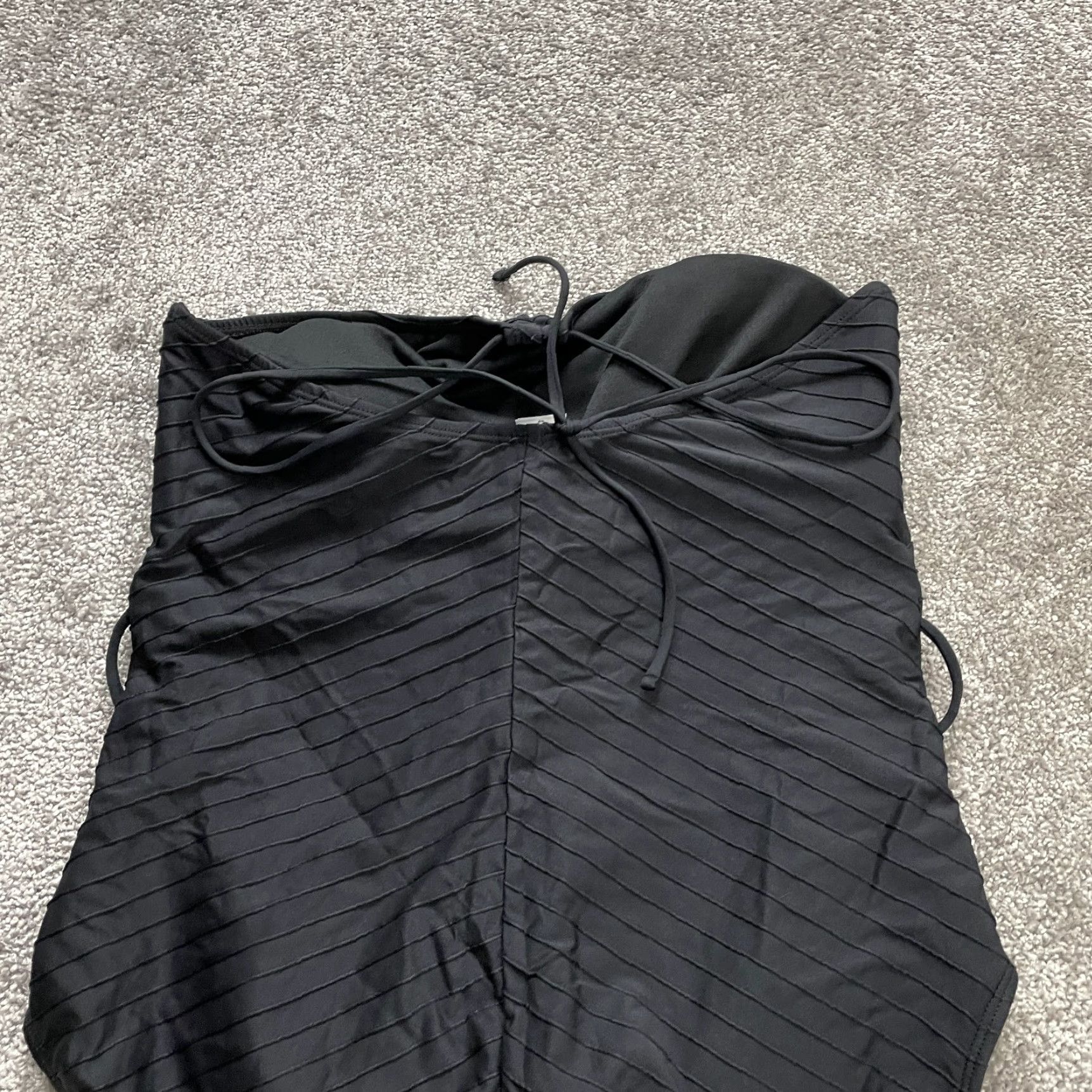 Vintage Time And Tru Swimsuit Womens XL Black Textured One Piece Halter Bathing Suit Size XL / US 12-14 / IT 48-50 - 3 Thumbnail
