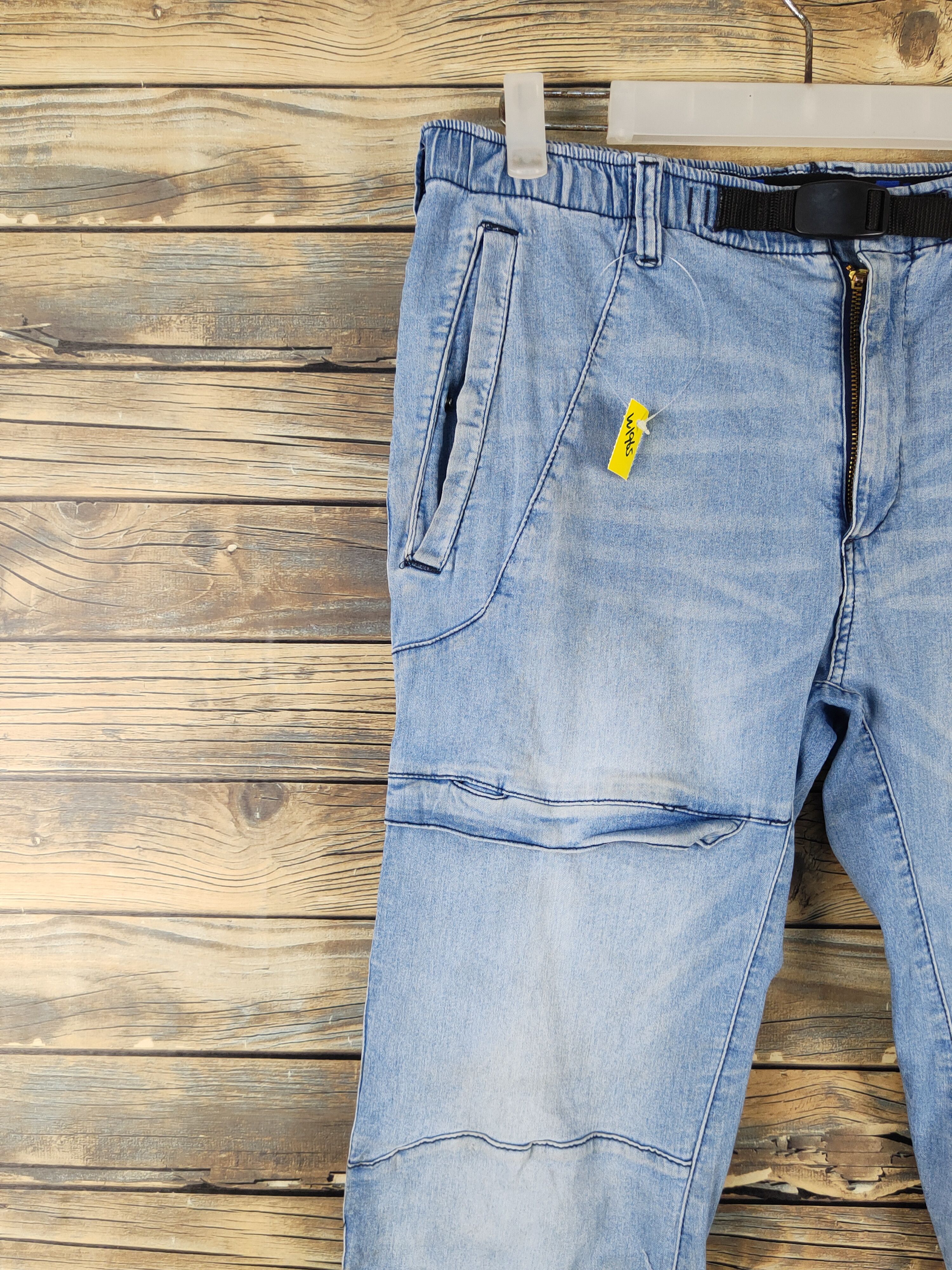 Japanese Brand FieldCore Blue Distressed Ripped cargo Jeans #W1965 Size US 32 / EU 48 - 3 Thumbnail