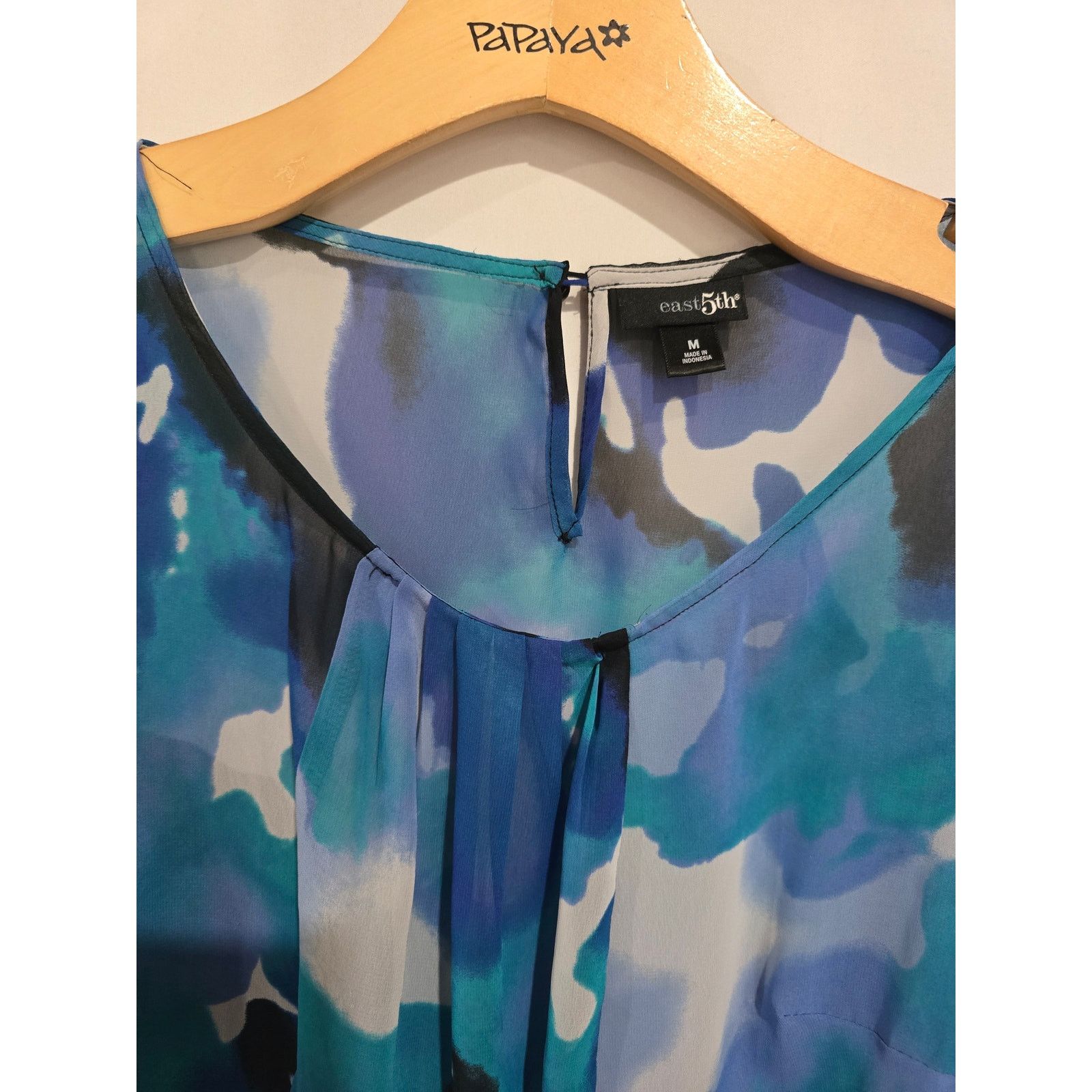 Other East 5th Women’s Blue Watercolor Semi-Sheer Blouse | Size M0 Size M / US 6-8 / IT 42-44 - 7 Thumbnail
