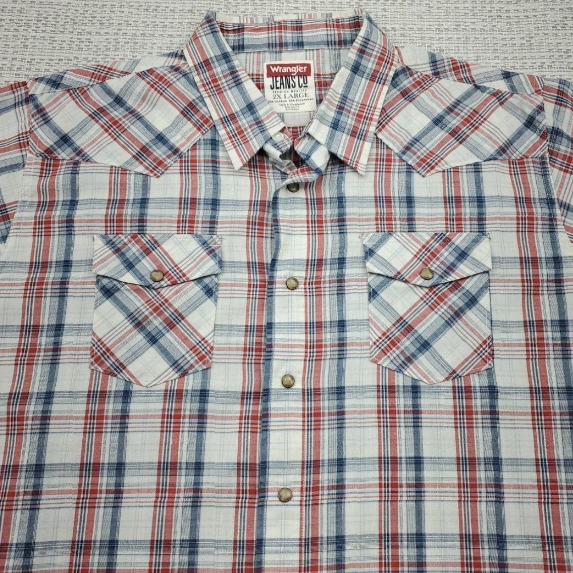 Wrangler VINTAGE Wrangler Jeans Western Shirt Mens 2XL Snap Up Plaid Long Sleeve Western Cowboy Shirt Men 2XL Plaid Size US XXL / EU 58 / 5 - 4 Thumbnail