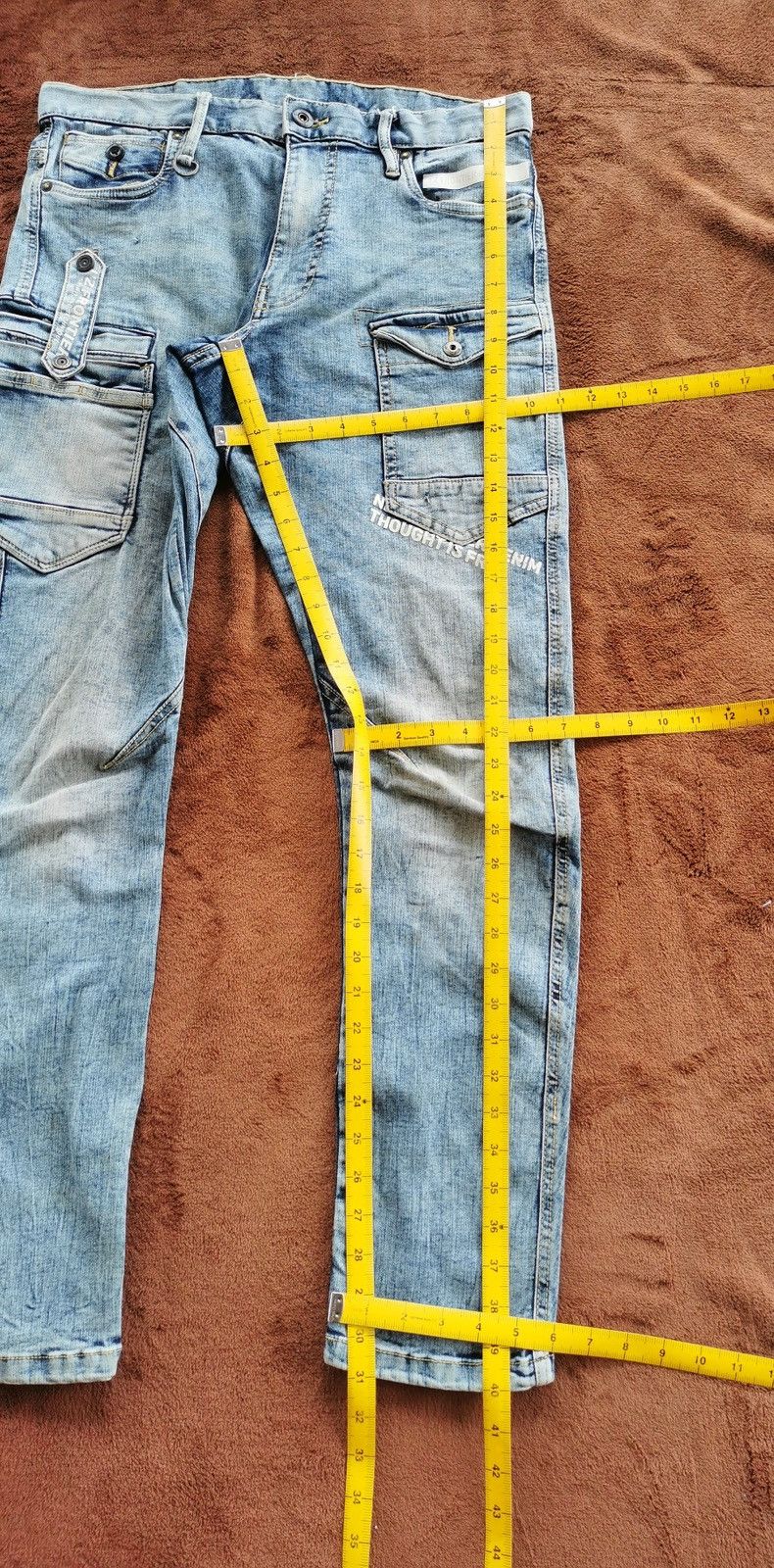 Japanese Brand IZ Frontier Cargo Patch Pocket Stretch Jeans Size US 33 - 13 Thumbnail