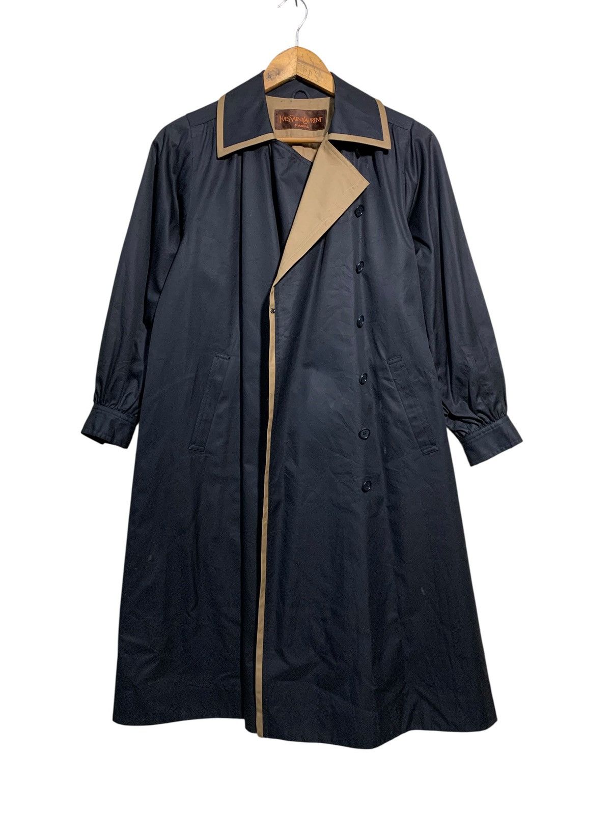 Yves Saint Laurent 🔥VTG YSL BLACK/BROWN COAT MAXI DRESS Size M / US 6-8 / IT 42-44 - 5 Thumbnail