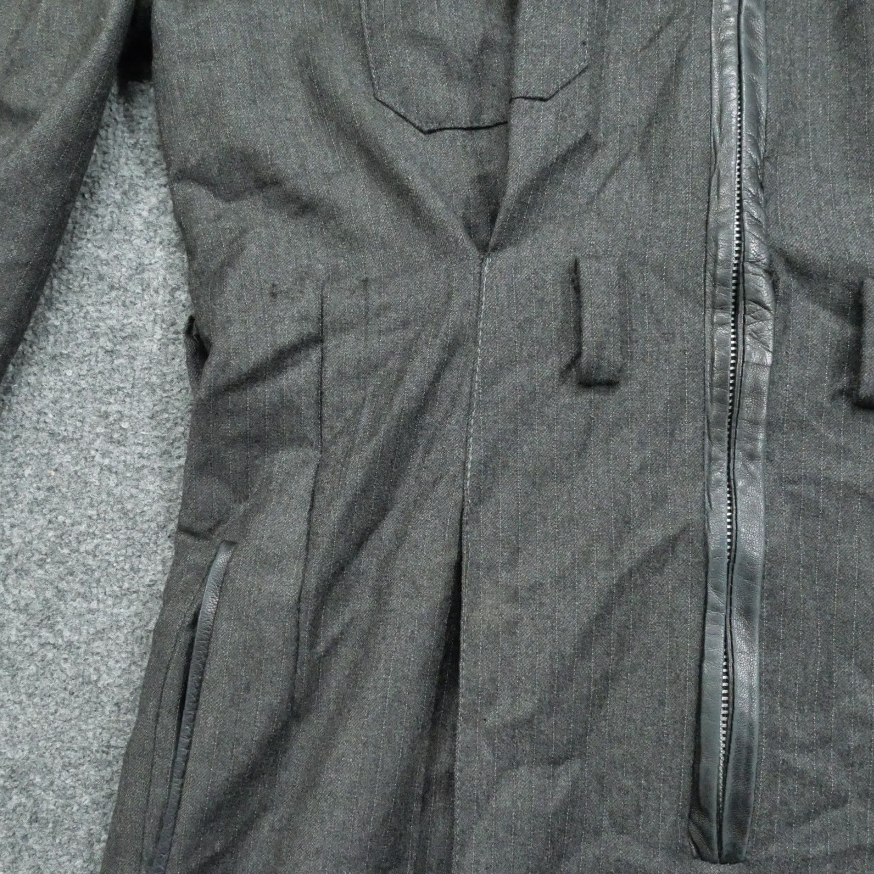 Vintage VINTAGE Chantal Thomass Dress Womens Wool Leather Zip Collared 80s Shirt Dress Womens M Gray 80s Mens Size M / US 6-8 / IT 42-44 - 4 Thumbnail