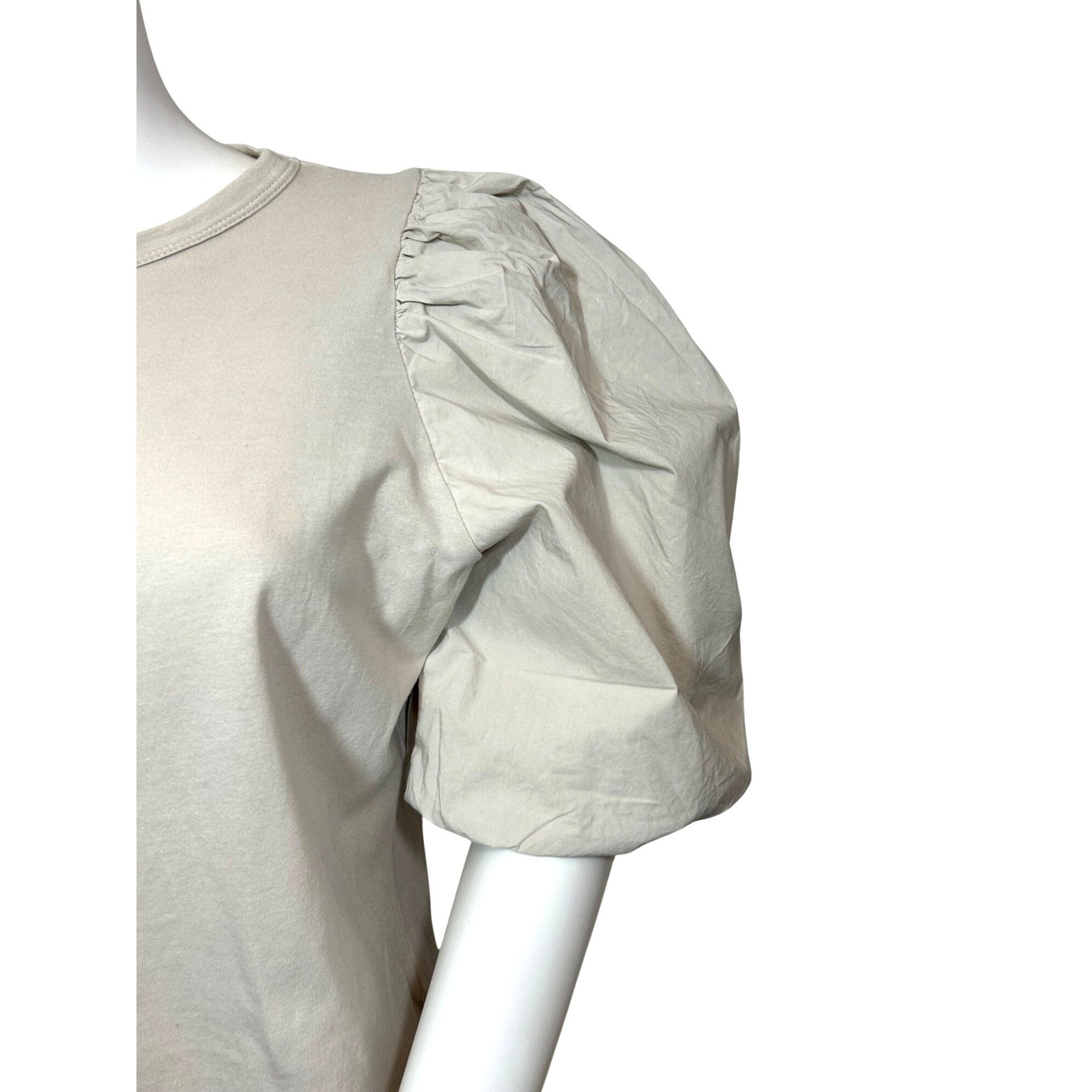 H&M H&M Women Top M Beige Round Neck Short Voluminous Balloon Sl Size M / US 6-8 / IT 42-44 - 7 Thumbnail