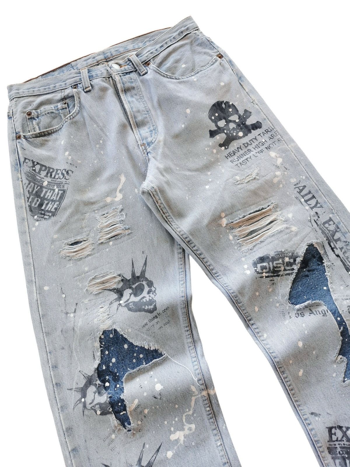 Levi's Levi’s 501 Custom Vintage Jeans Graffiti Stencil Art 1990s Size US 32 / EU 48 - 3 Thumbnail