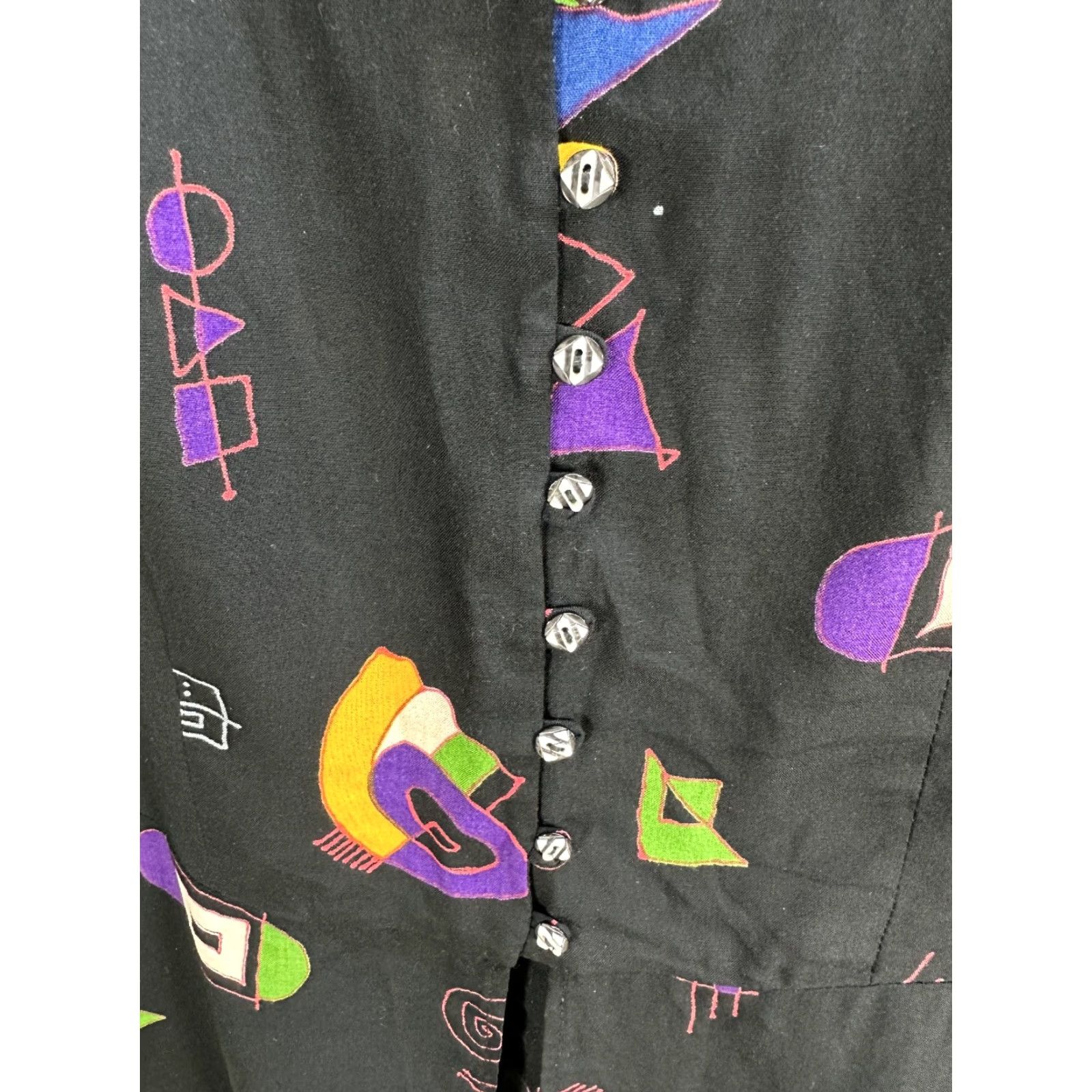 Vintage VINTAGE Anthony Mark Hankins Blouse Shirt Womens Black Abstract Sz 14 Size XL / US 12-14 / IT 48-50 - 4 Thumbnail