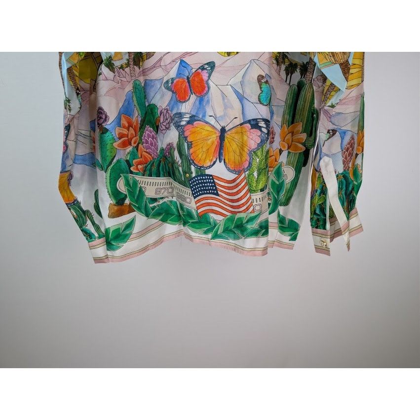Casablanca o1rshd1 Silk Long Sleeve Cuban Collar Shirt in Psychedelic Size US XL / EU 56 / 4 - 13 Thumbnail