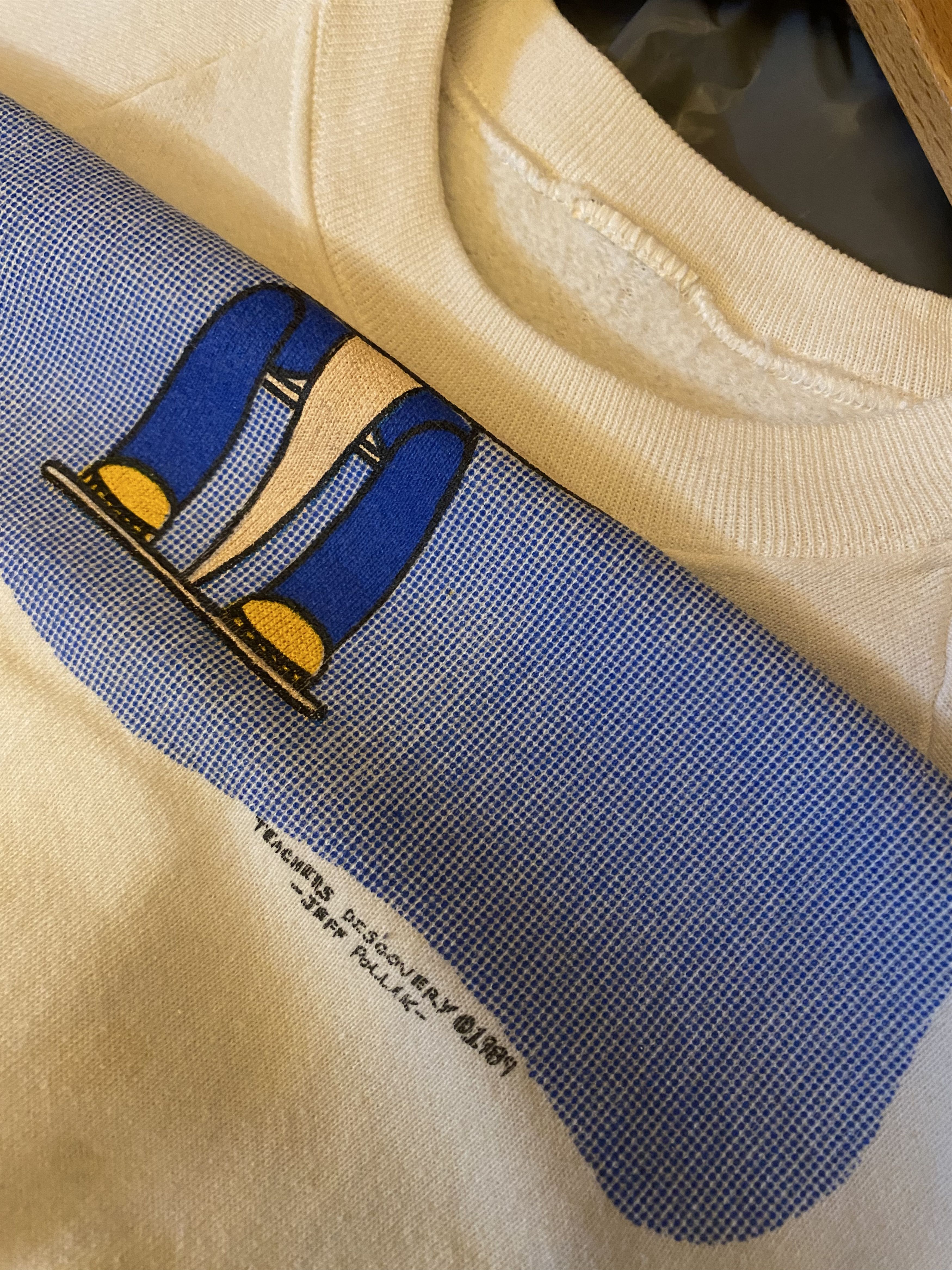 Vintage 1989 Jeff Polak Teachers Discovery German Cartoon Jumper Size US L / EU 52-54 / 3 - 8 Thumbnail
