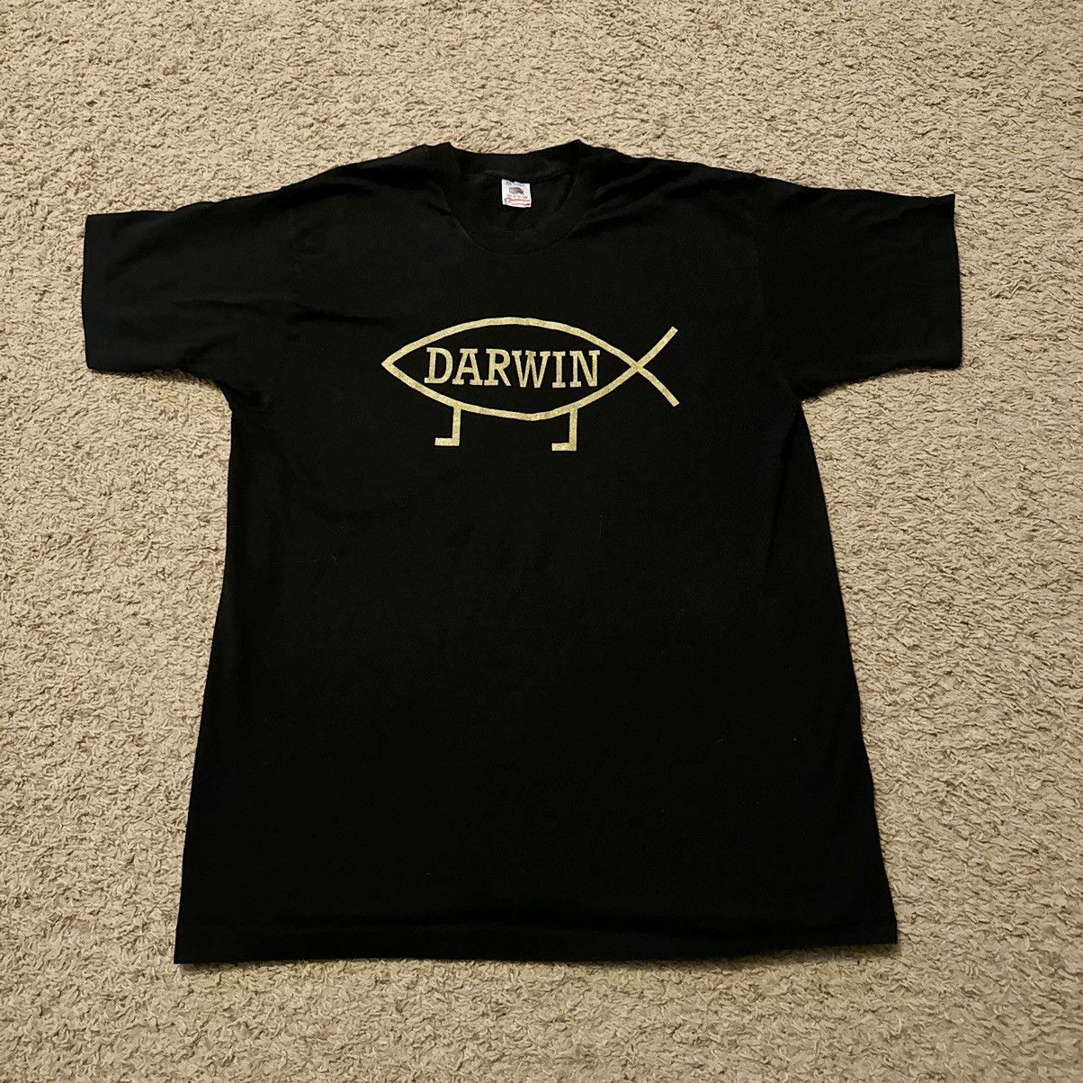 Vintage VINTAGE 90s DARWIN JESUS PARODY TEE! Size US XL / EU 56 / 4 - 4 Thumbnail