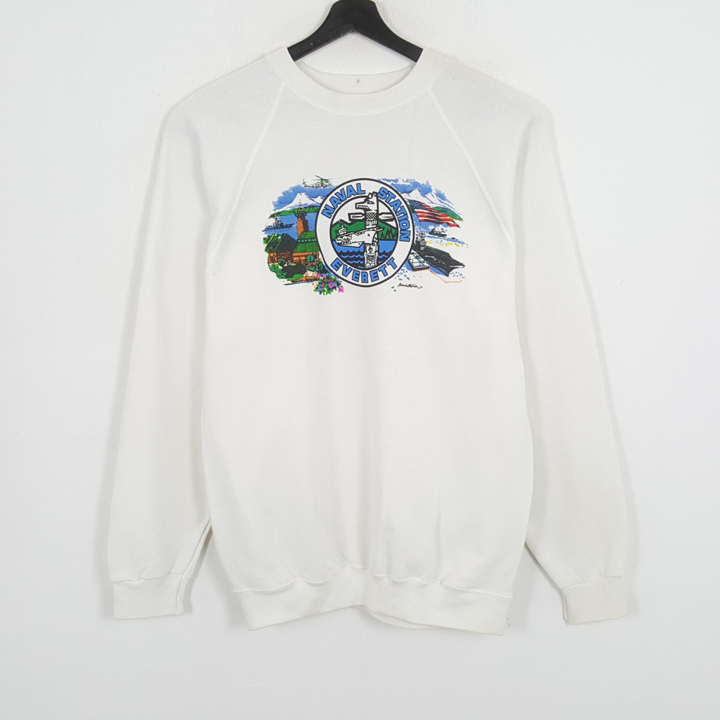 Naval Clothing Factory × Vintage NAVAL STATION EVERETT Center Design Vintage Sweatshirt Size US M / EU 48-50 / 2 - 1 Thumbnail