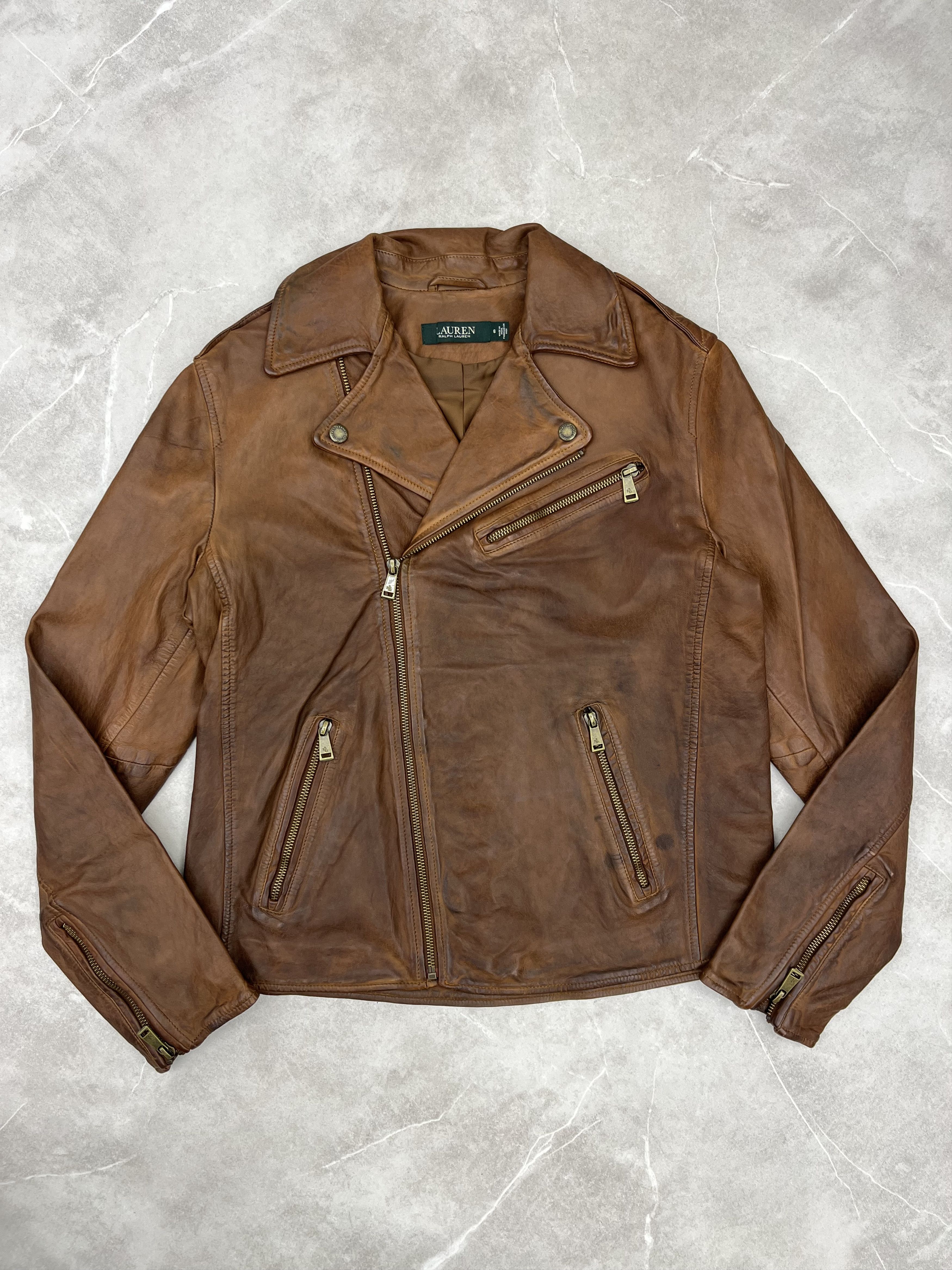 Lauren Ralph Lauren Lauren Ralph Lauren Brown Leather Biker Moto Jacket Size M / US 6-8 / IT 42-44 - 1 Thumbnail