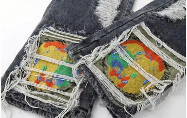 Japanese Brand High street sabotage washed heavy embroidered ripped jeans Size US 30 / EU 46 - 5 Thumbnail