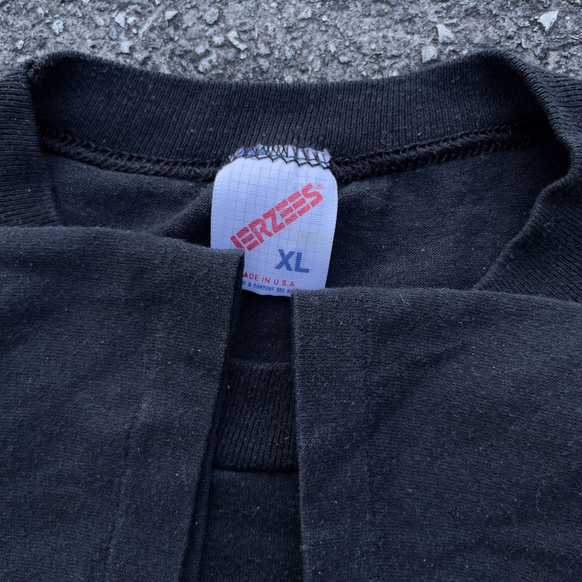 Jerzees × Vintage Vtg 90s JERZEES Blank Black Single Stitch Shirt Size US XL / EU 56 / 4 - 3 Thumbnail