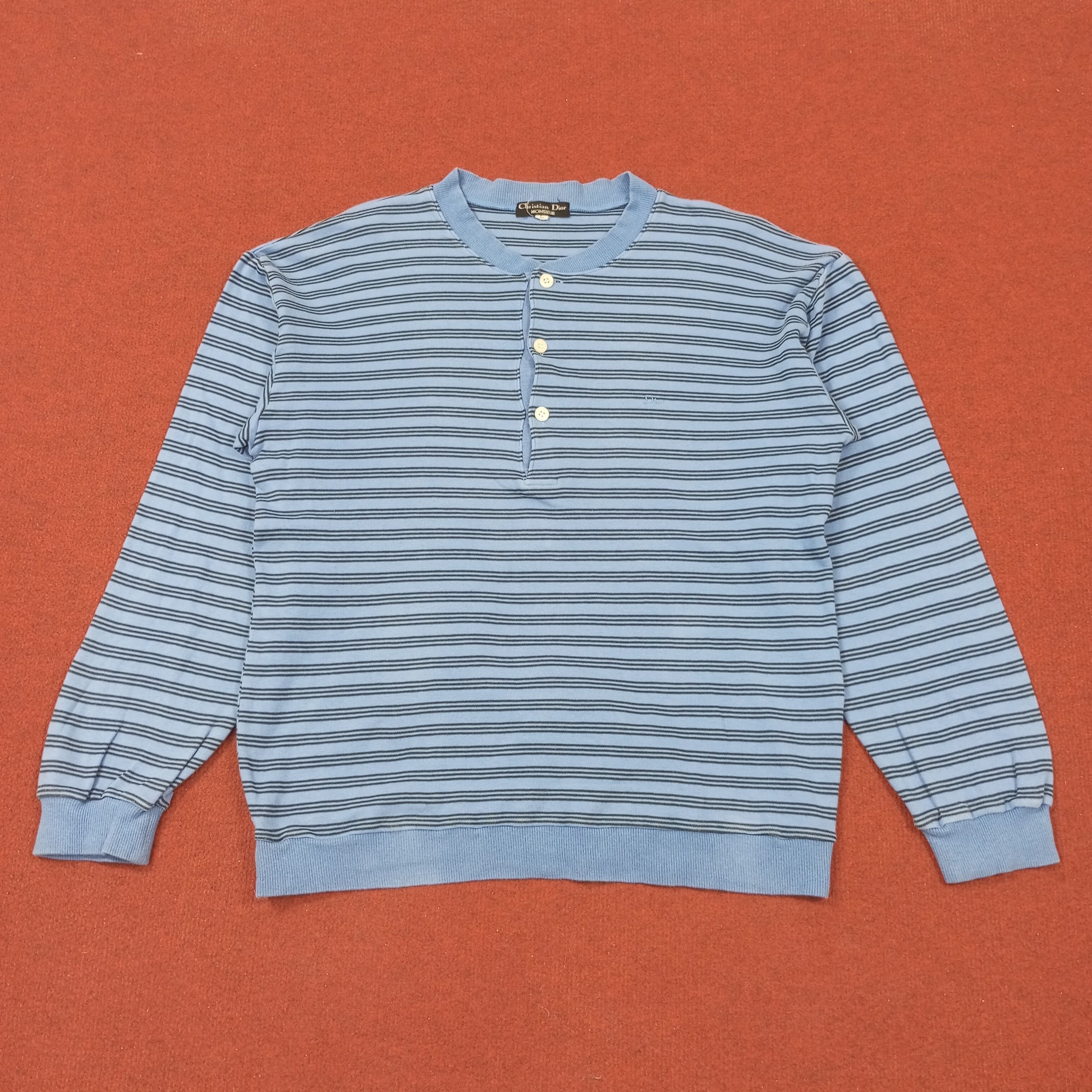 Christian Dior Monsieur × Vintage Christian Dior Monsieur Fashion Stripes Design Sweatshirt Size US M / EU 48-50 / 2 - 1 Thumbnail