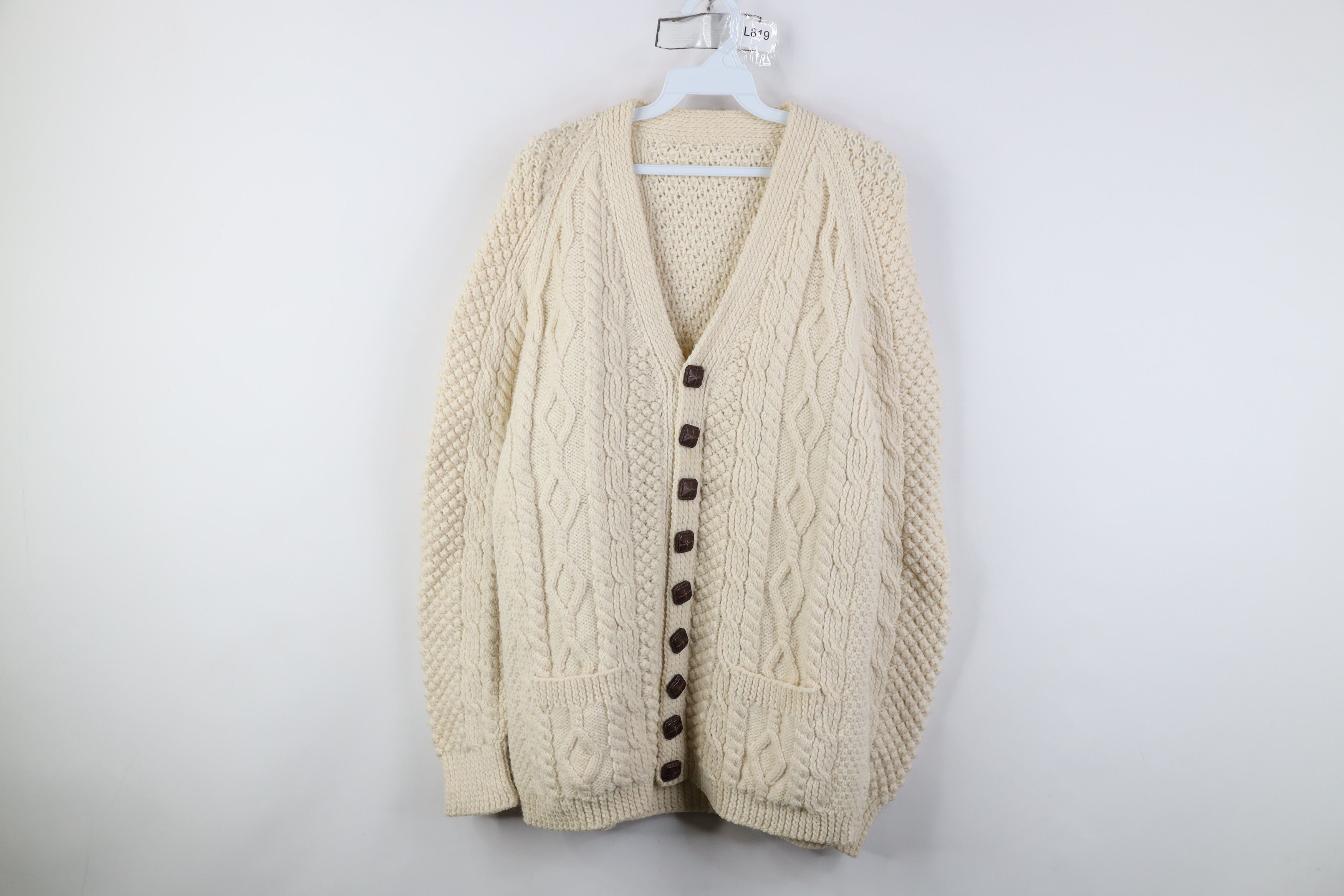 Vintage Vintage 50s 60s Streetwear Wool Fisherman Cardigan Sweater Size US M / EU 48-50 / 2 - 1 Thumbnail