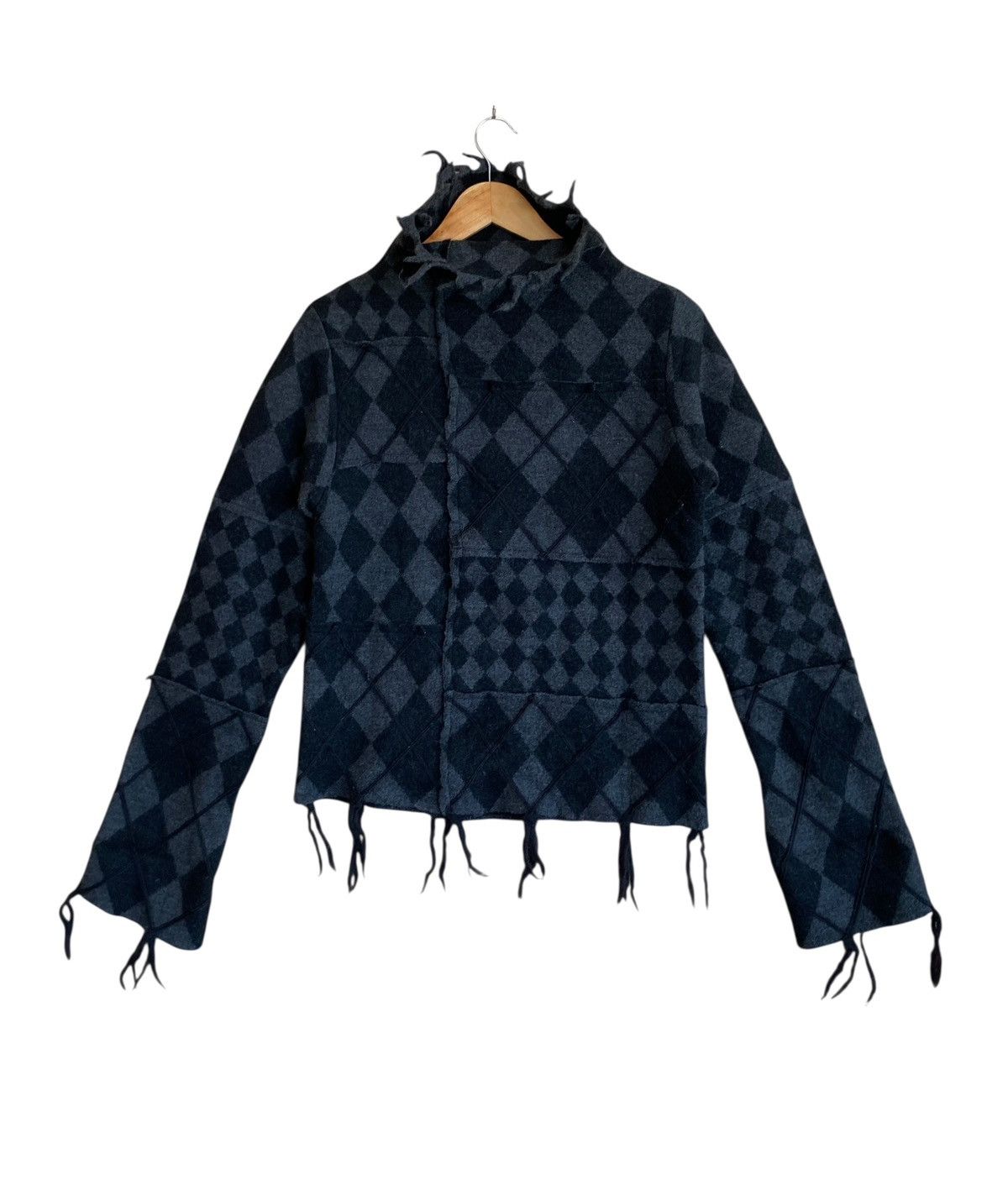 Very Rare Vintage PourDex Checkerboard Wool Sweatshirt 1990s