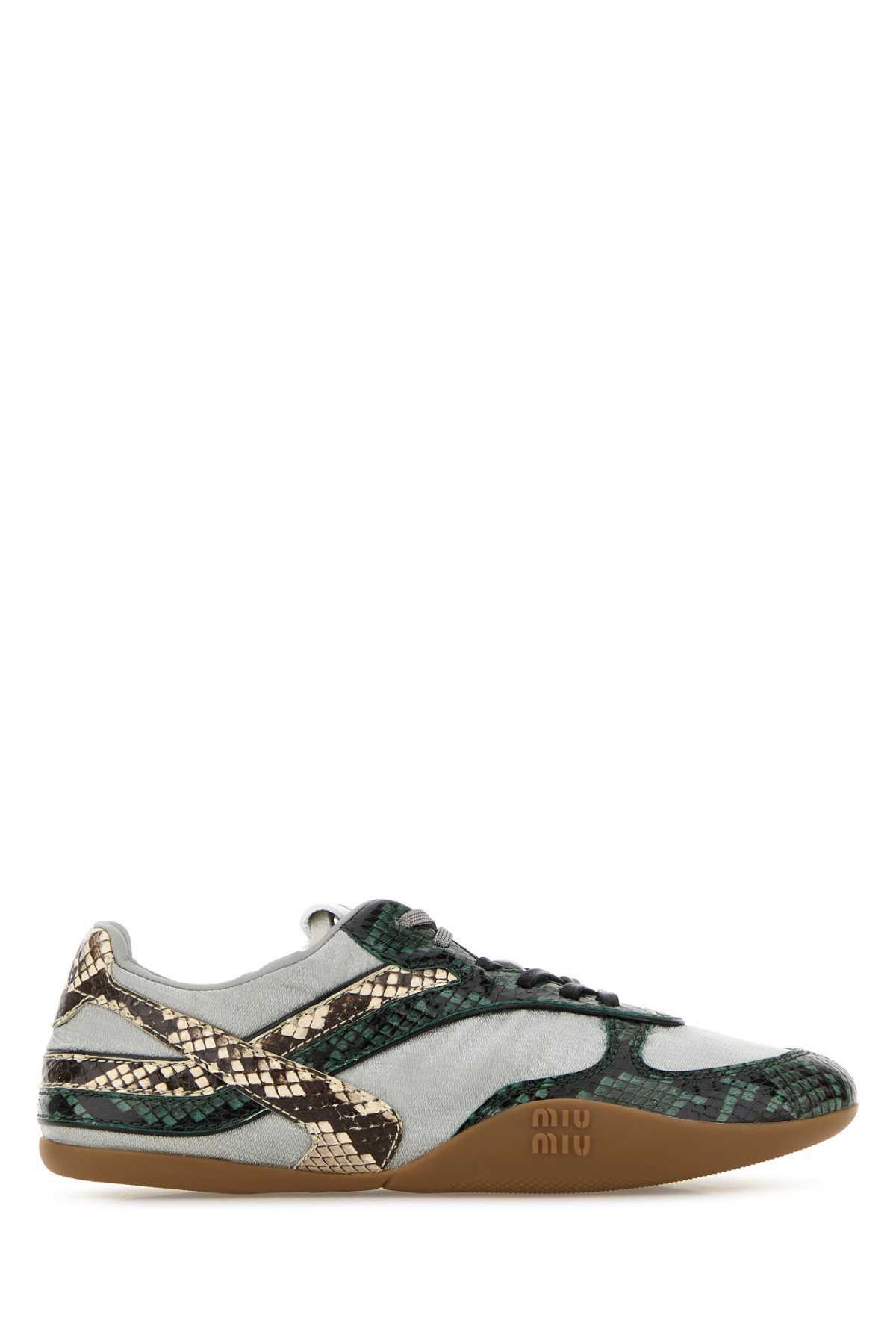 Miu Miu Multicolor Fabric And Leather Sneakers Size US 7.5 / IT 37.5 - 1 Thumbnail
