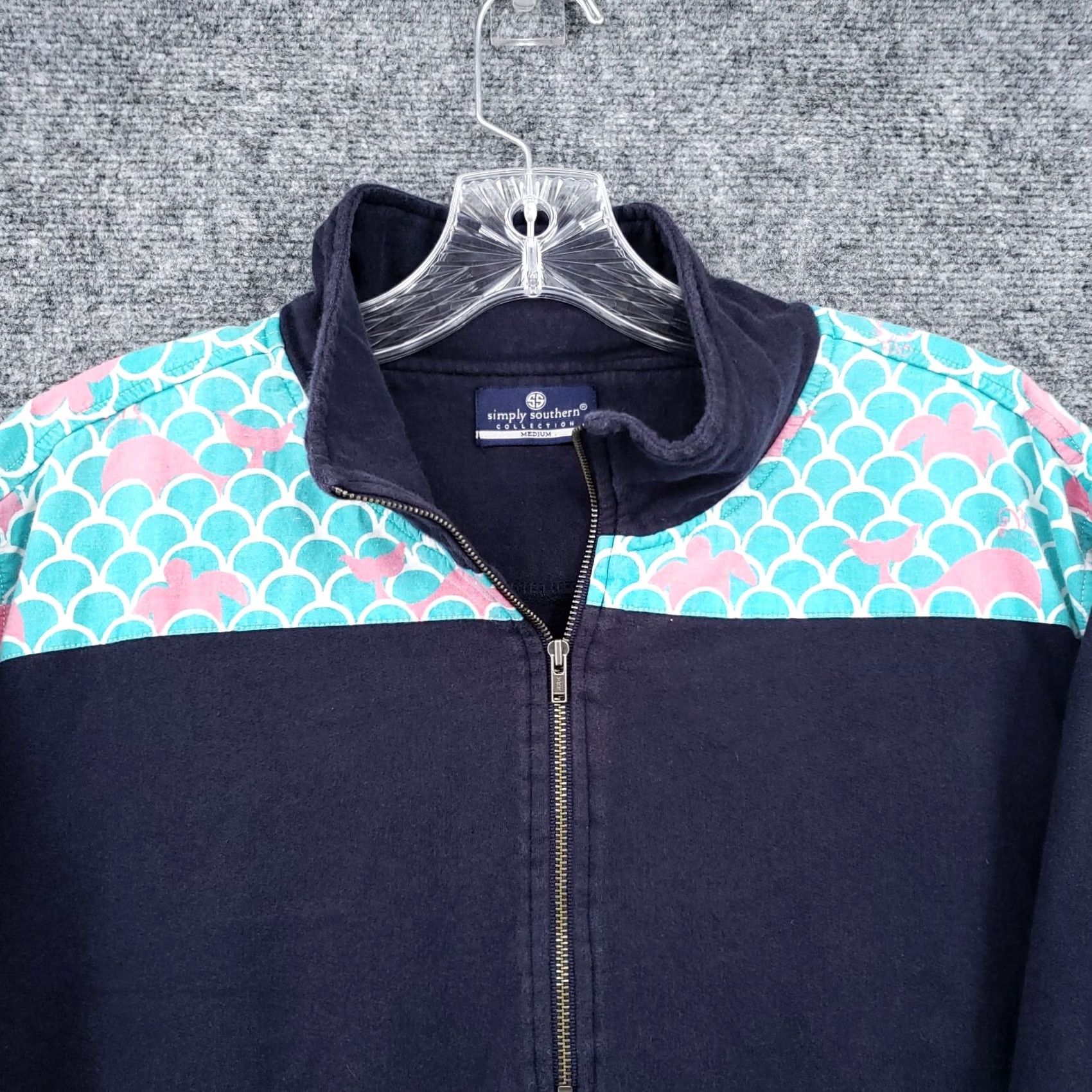 Vintage Simply Southern Sweatshirt Womens M Medium Blue Quarter Zip Fish Elbow Patch Size M / US 6-8 / IT 42-44 - 3 Thumbnail