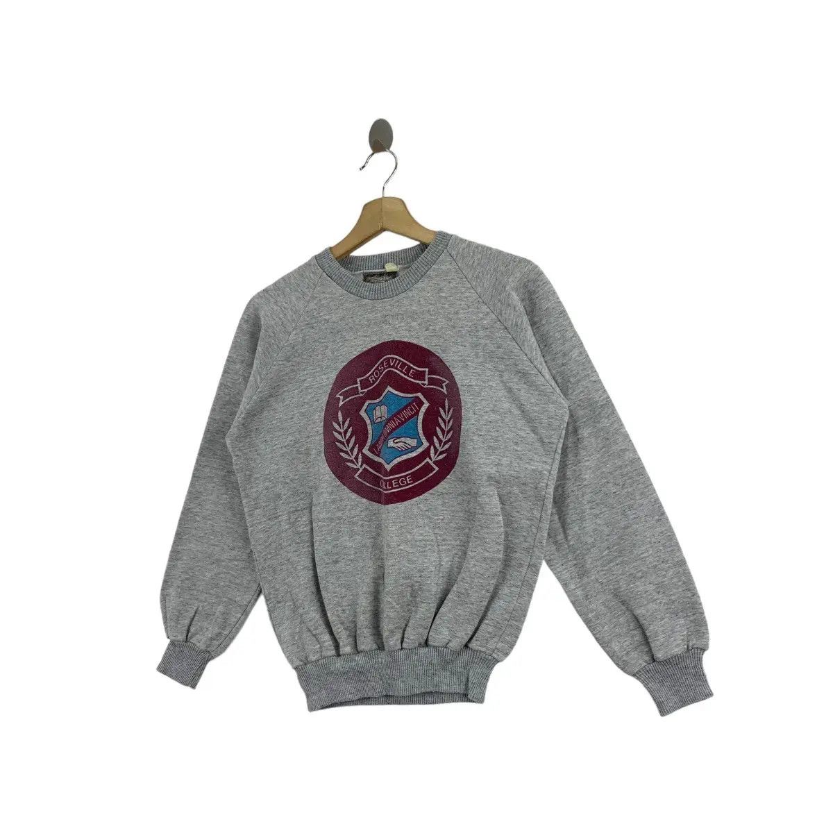 Vintage Vintage 80’ ROSEVILLE COLLEGE Labor Omnia Vincit Sweatshirt Size S / US 4 / IT 40 - 4 Thumbnail