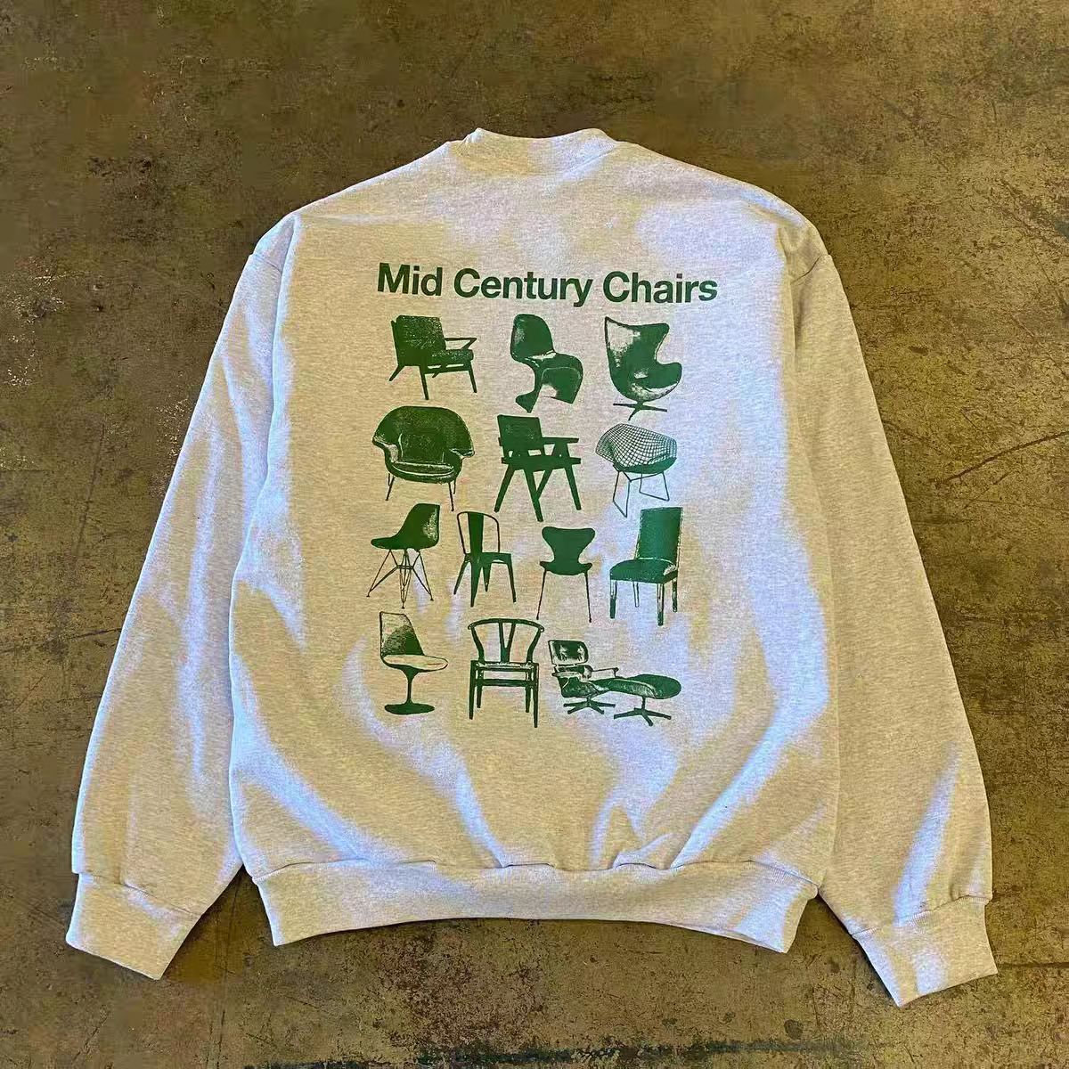 Japanese Brand × Vintage Grey street retro chair pattern round neck sweatshirt y2k Size US L / EU 52-54 / 3 - 1 Thumbnail