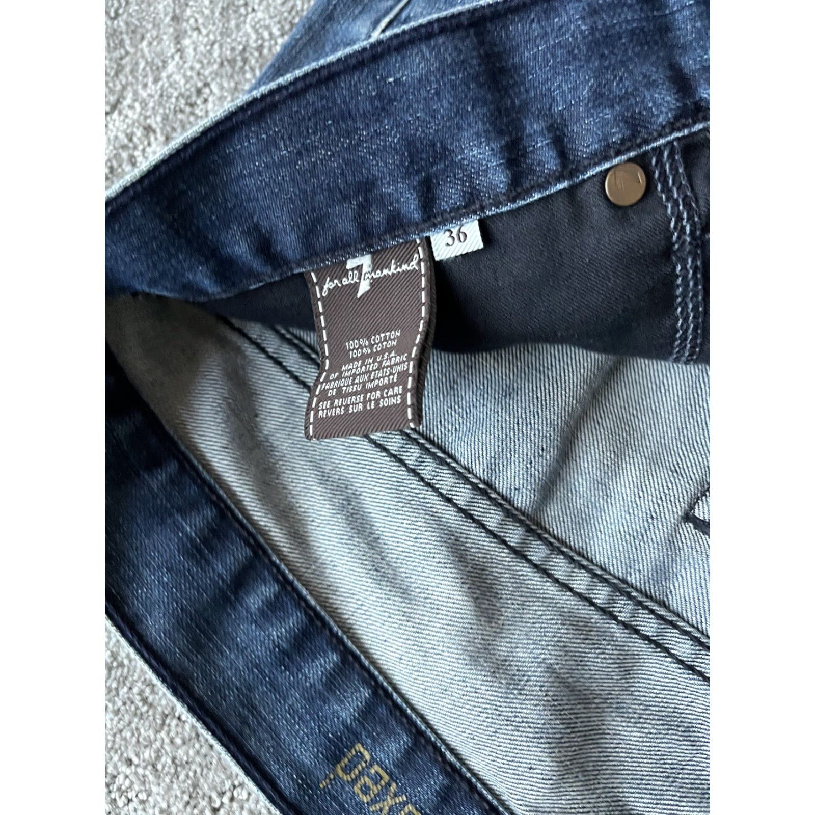 7 For All Mankind 7 FOR ALL MANKIND Jeans Relaxed Men Mid Rise Blue 36 Denim 5-Pocket Zipper Button Inseam 31 Socket Cut Off Hemmed Vintage No Size US 36 / EU 52 - 7 Thumbnail