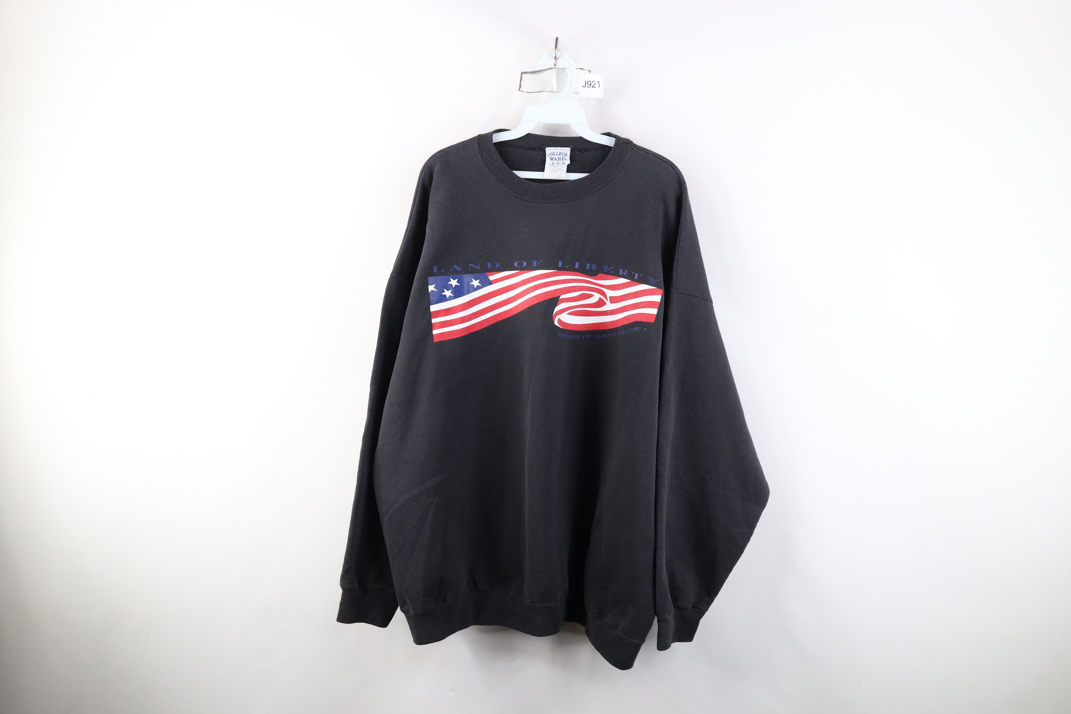 Vintage Vintage 90s Liberty USA Flag Crewneck Sweatshirt Black Size US XXL / EU 58 / 5 - 1 Thumbnail