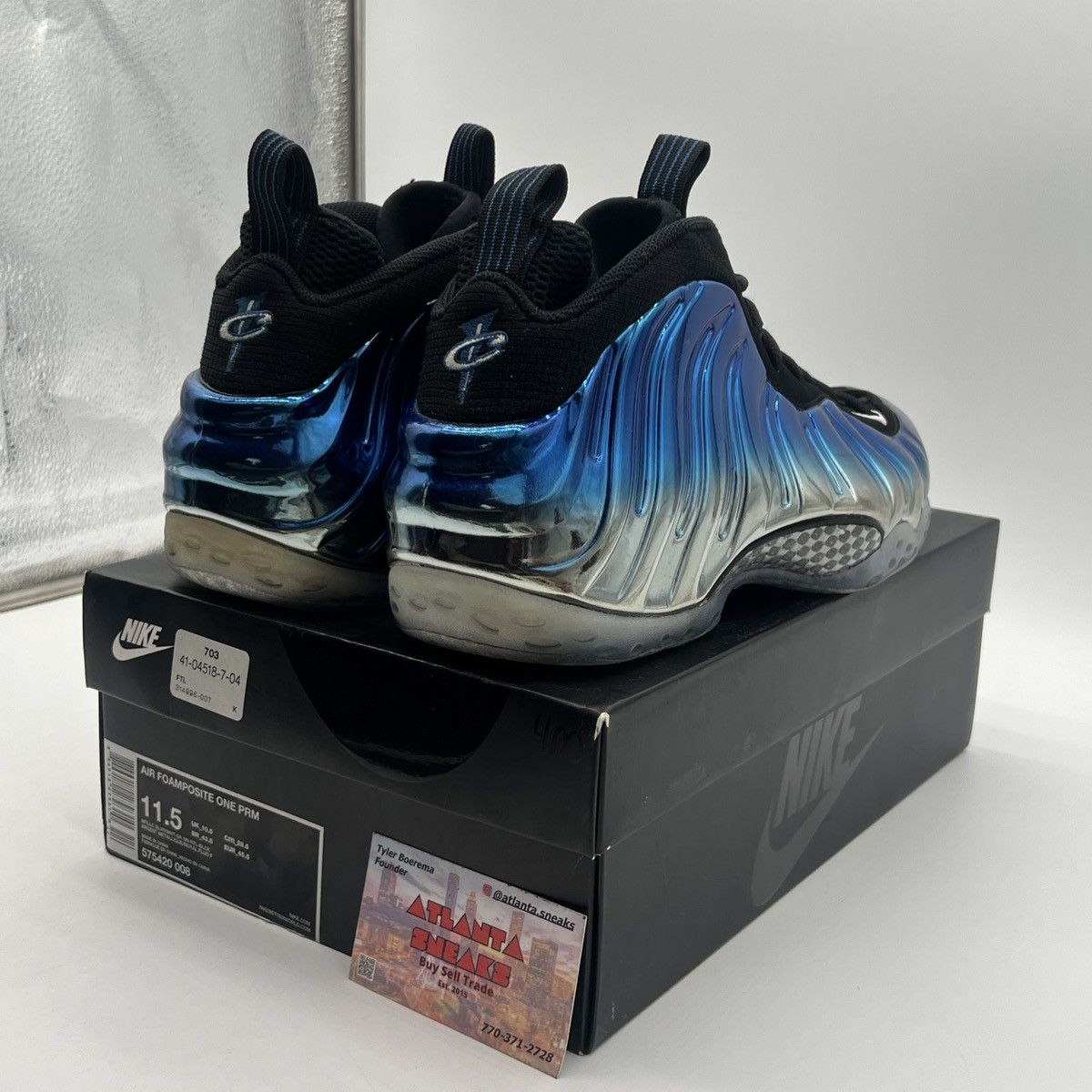 Nike Air Foamposite one blue mirror Size US 11.5 / EU 44-45 - 5 Thumbnail