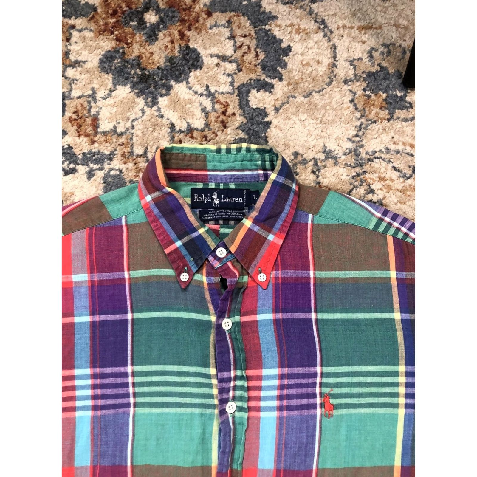 Ralph Lauren Ralph Lauren Shirt Mens Large Multicolor Madras Plaid Long Sleeve Button Down Size US L / EU 52-54 / 3 - 2 Thumbnail