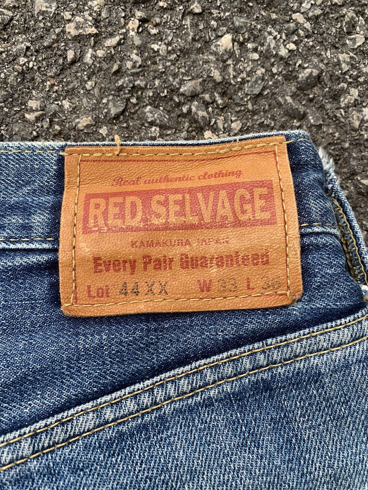 Jean × Kamakura Kamakura Red Button Fly Japanese Selvedge Distressed Denim🎌 Size US 33 - 10 Thumbnail