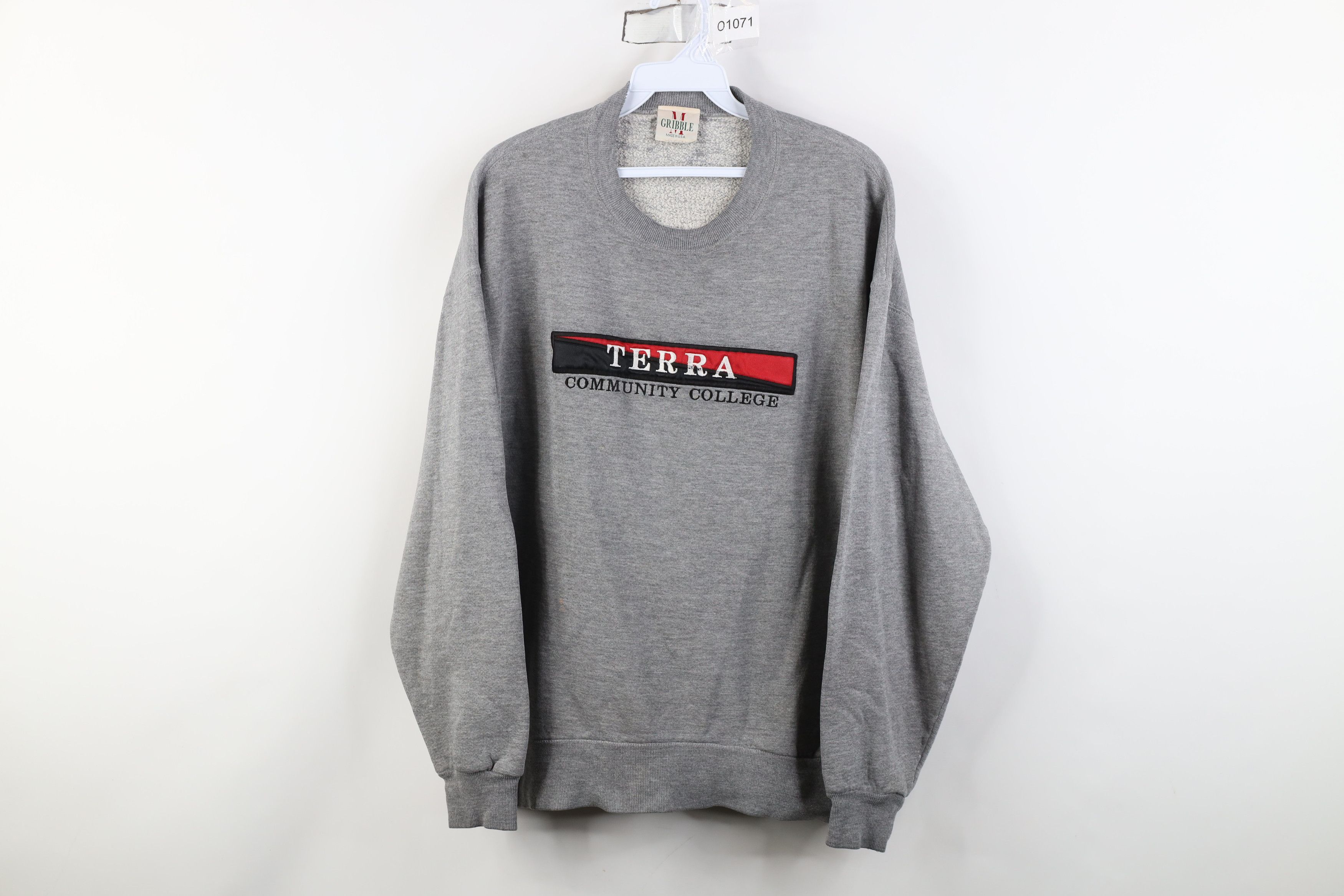 Vintage Vintage 90s Terra Community College Sweatshirt Gray USA Size US M / EU 48-50 / 2 - 1 Thumbnail