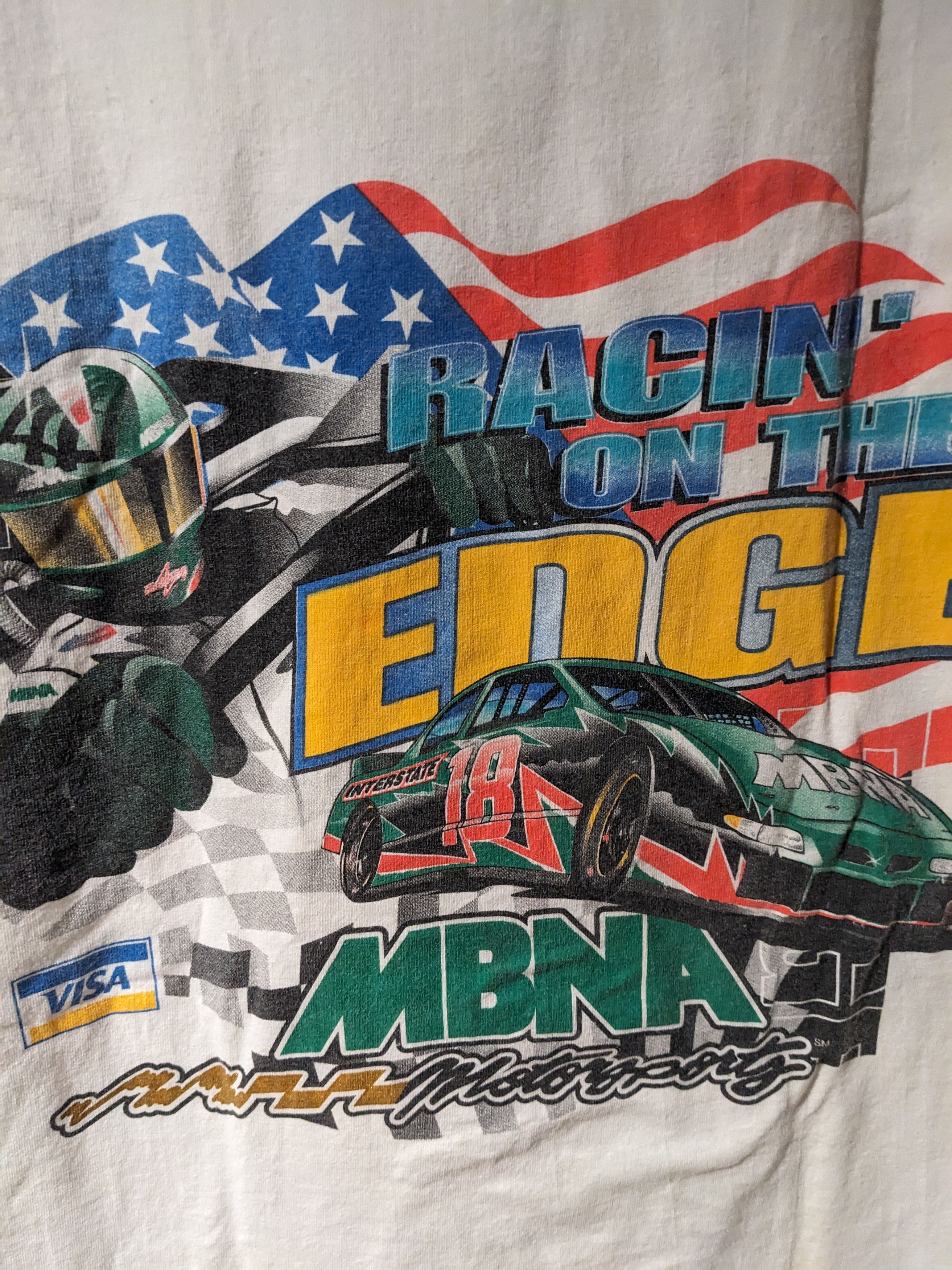 NASCAR × Vintage Vintage 90s Nascar Racing on the Edge Credit Card T-Shirt Size US XL / EU 56 / 4 - 2 Thumbnail