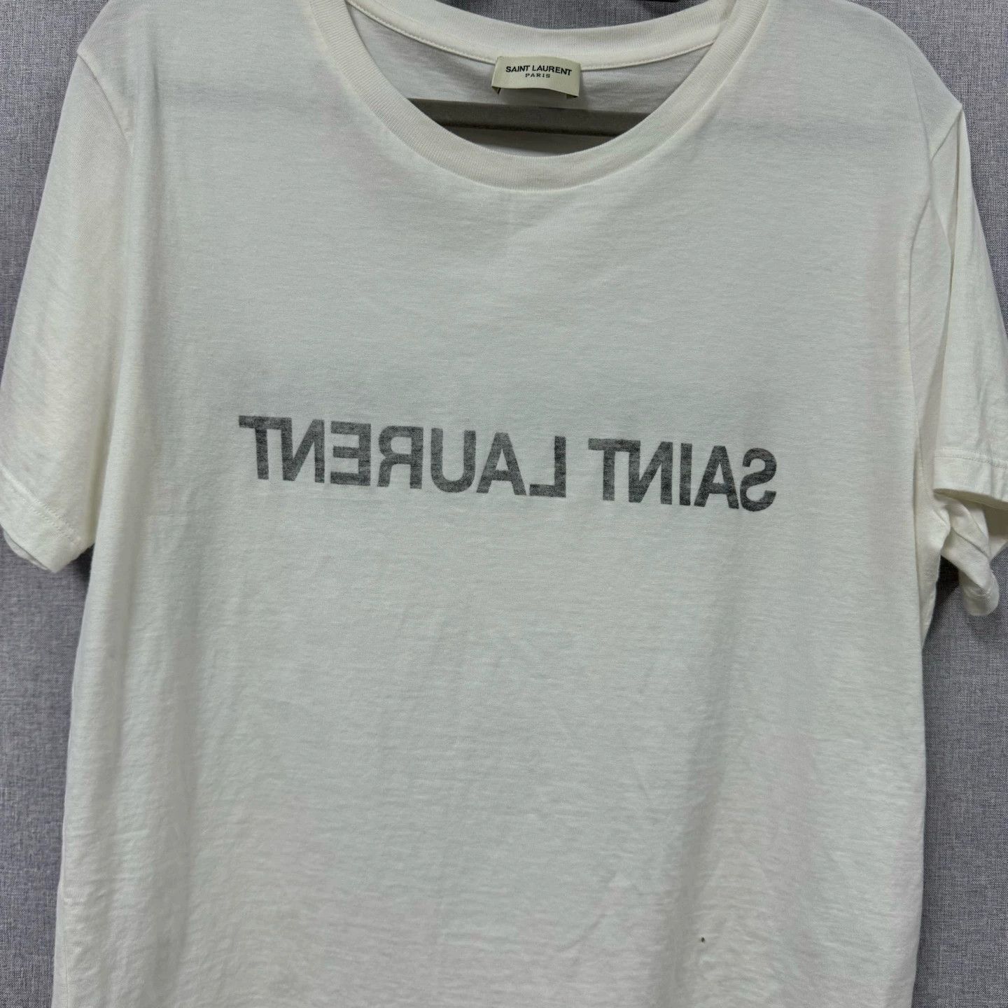 Saint Laurent Paris YSL Reverse Slogan Short-Sleeve T-Shirt Size L / US 10 / IT 46 - 3 Thumbnail
