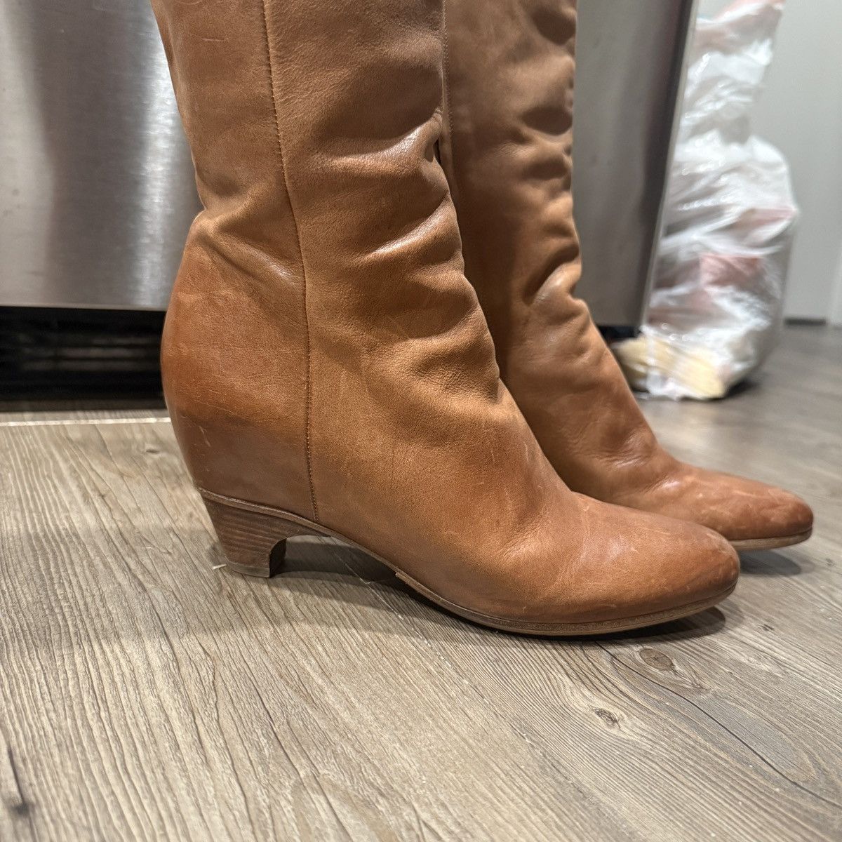 Maison Margiela Maison Margiela Leather Ankle Boots Knee High Low Heel 39.5 Size US 9.5 / IT 39.5 - 2 Thumbnail