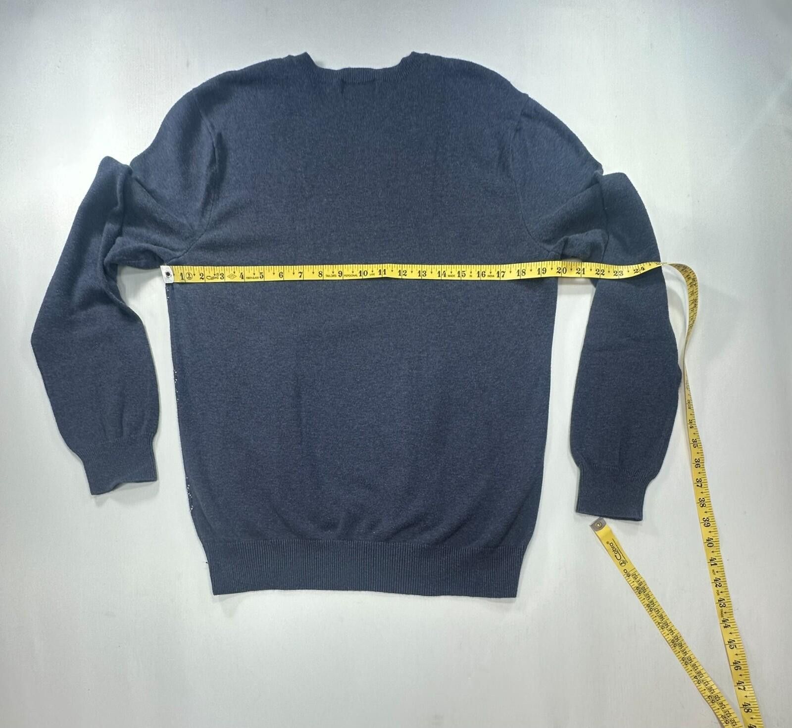 Banana Republic Banana Republic 100% Cotton V-Neck Argyle Sweater Blue Men M Size US M / EU 48-50 / 2 - 4 Thumbnail