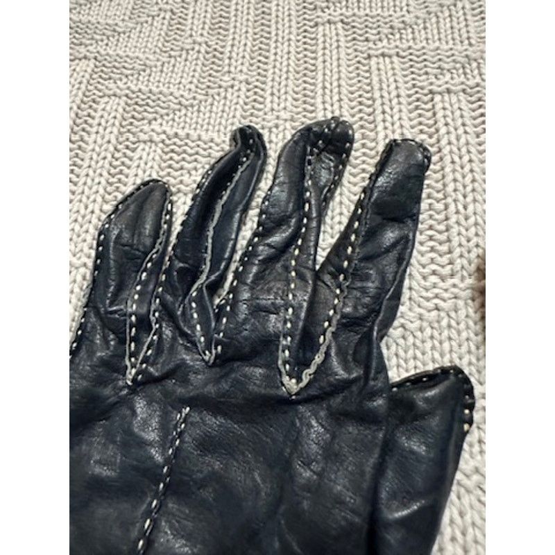 Vintage Vintage black leather wrist length gloves size 5.5-6 Size ONE SIZE - 3 Thumbnail