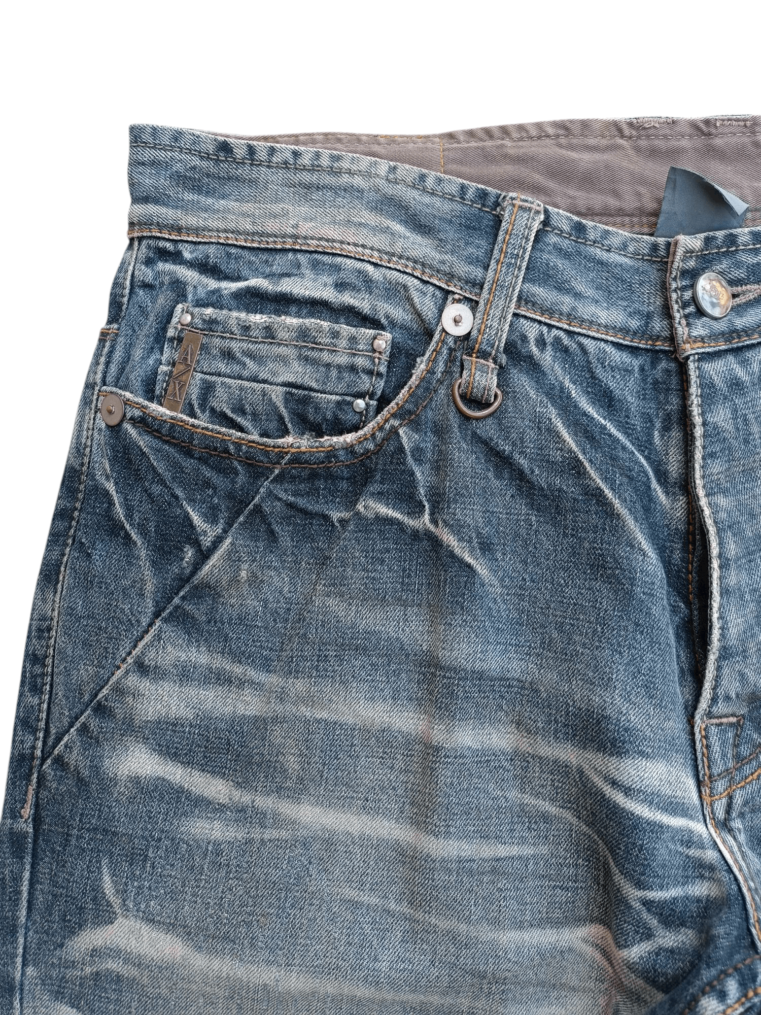 Armani Exchange Armani Exchange Distressed Whiskers Faded Denim E261 Size US 33 - 7 Thumbnail
