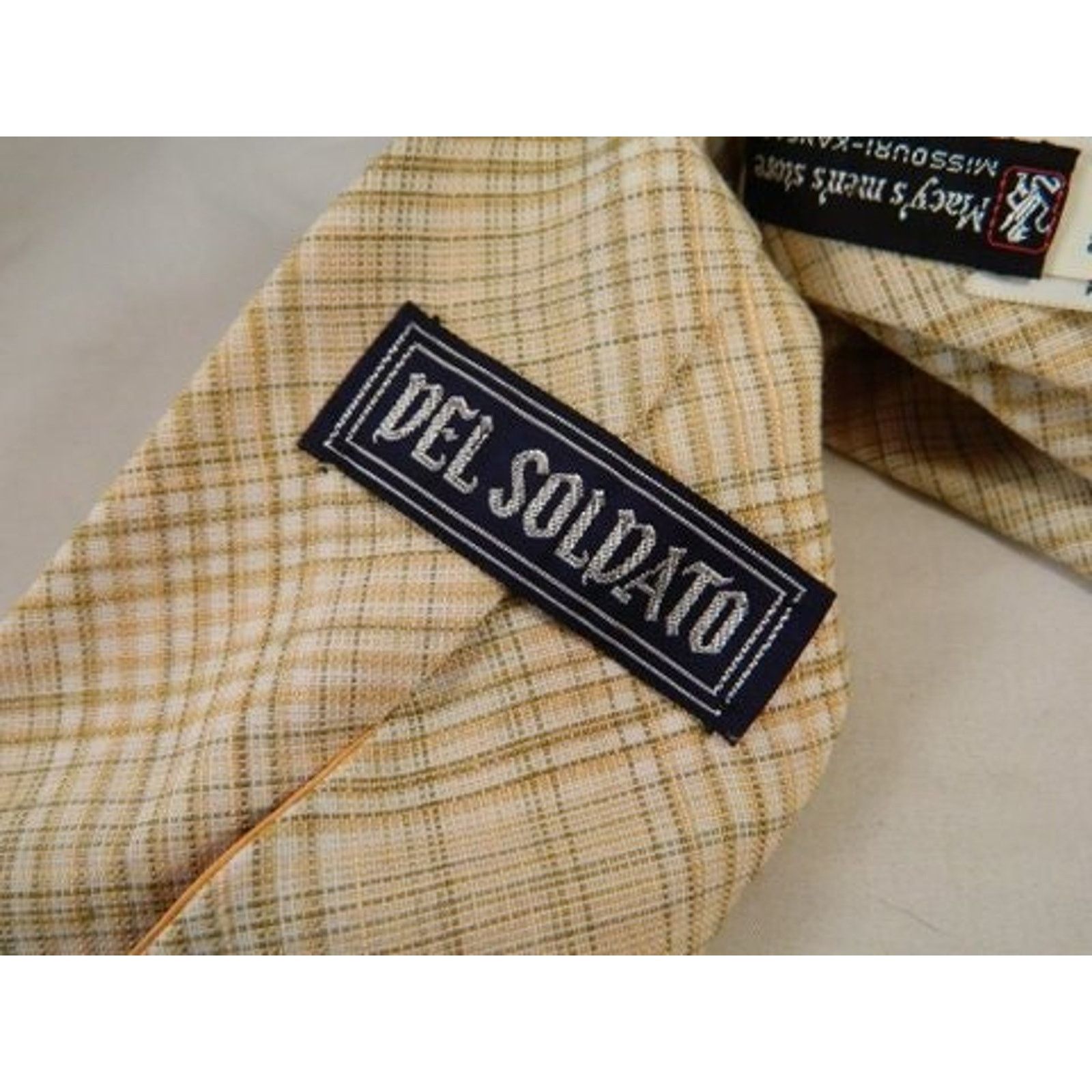 Macys Vintage Wide Del Soldato Macys Mens Store Gold Cream Tie Size ONE SIZE - 3 Thumbnail
