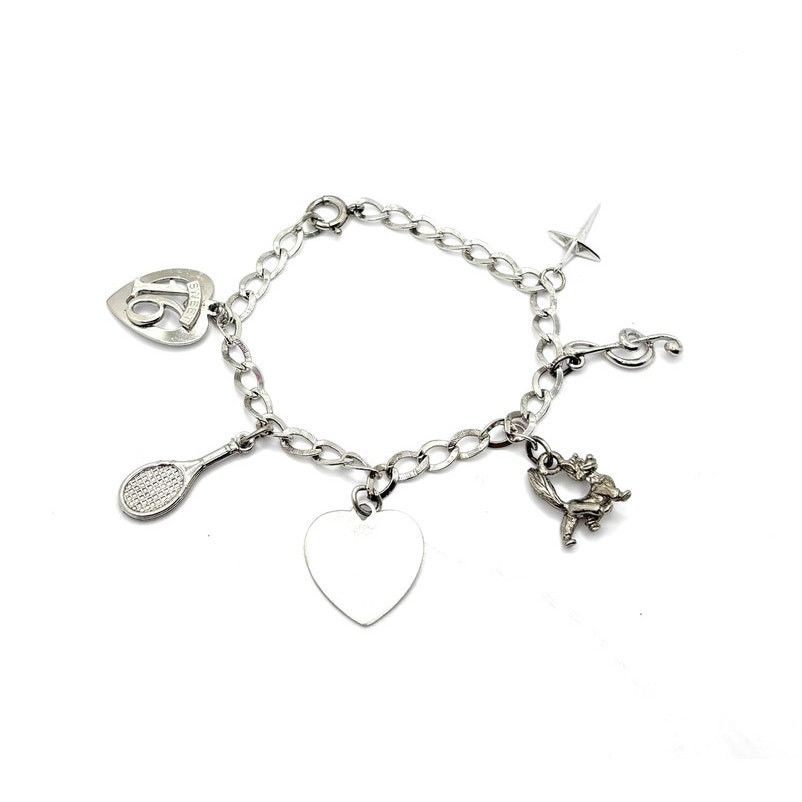 Vintage VINTAGE Sterling Silver Sweet 16 Themed Multi Charm Bracelet Size ONE SIZE - 1 Thumbnail