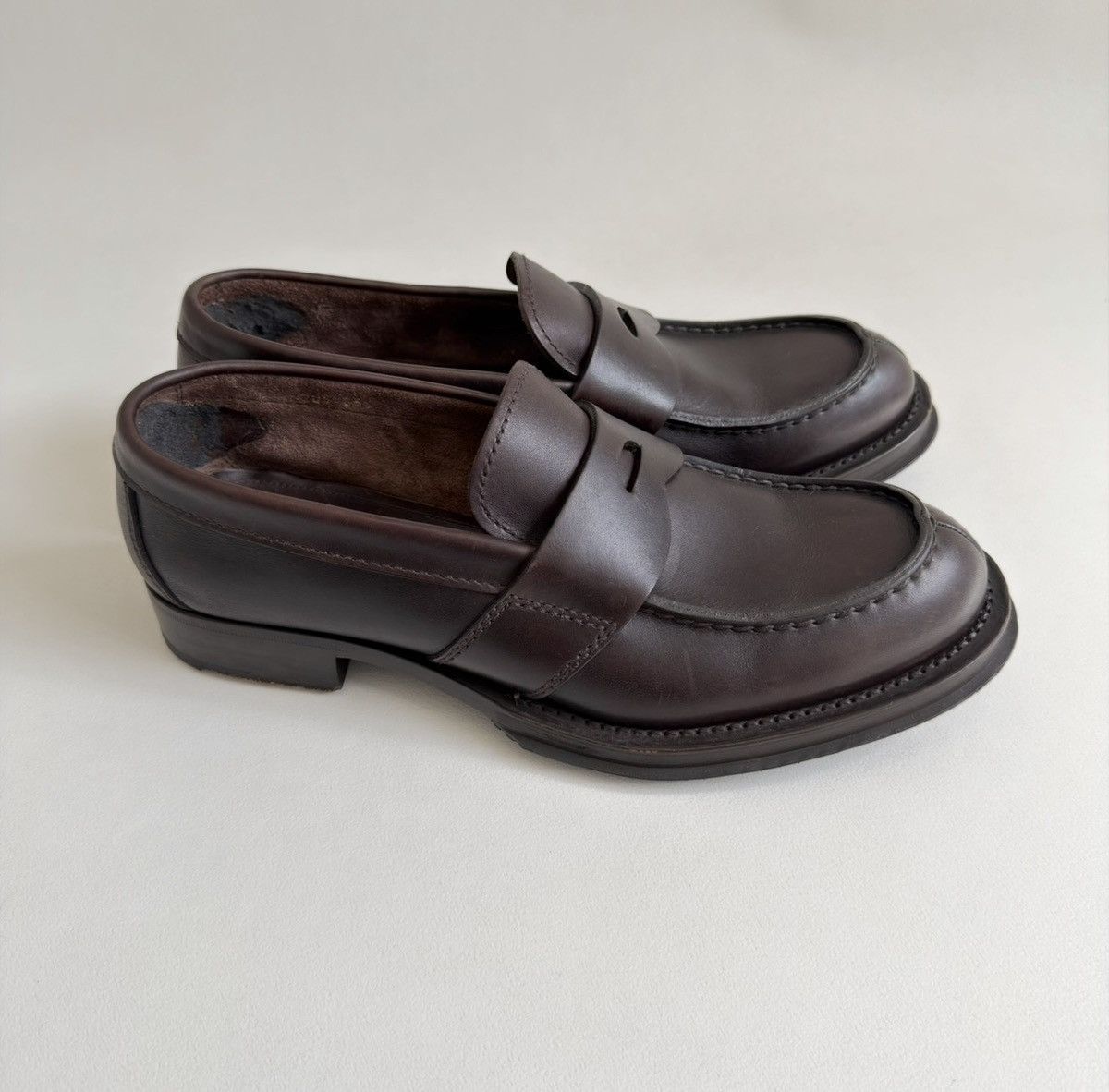Prada Dark Brown Leather Chunky Loafers Size US 11 / EU 44 - 10 Thumbnail