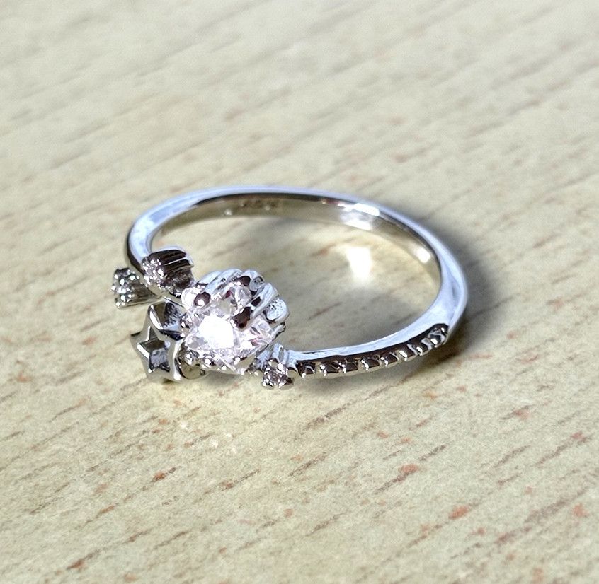 Designer × Vintage Vintage Punk Floral Star Crystal Silver Ring Unique Rave Size ONE SIZE - 4 Thumbnail