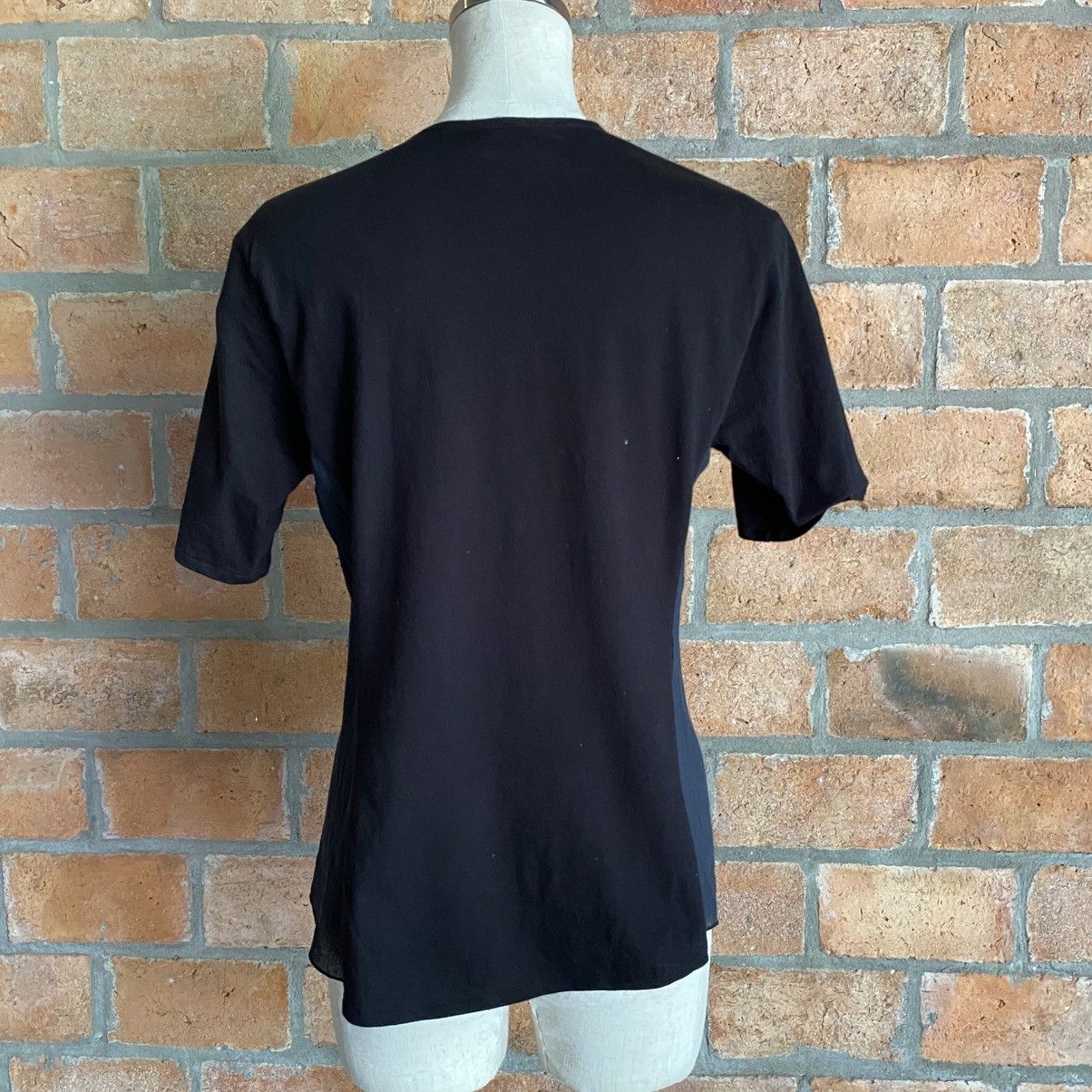 Japanese Brand A.T ATSURO TAYAMA Black Textured Short Sleeve Blouse Size S / US 4 / IT 40 - 15 Thumbnail