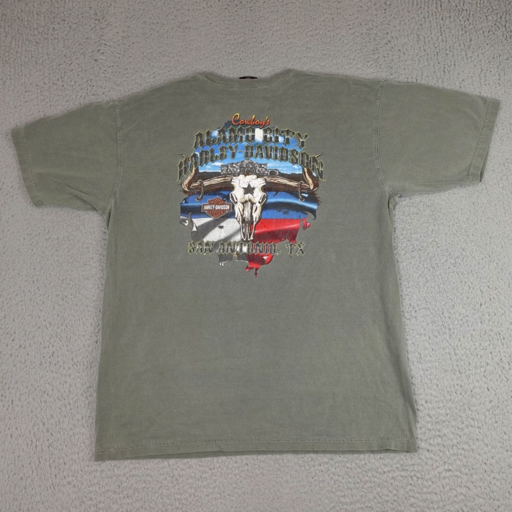 Harley Davidson Harley Davidson Shirt Mens Large Green Short Sleeve Graphic Biker Texas Alamo Size US L / EU 52-54 / 3 - 2 Thumbnail